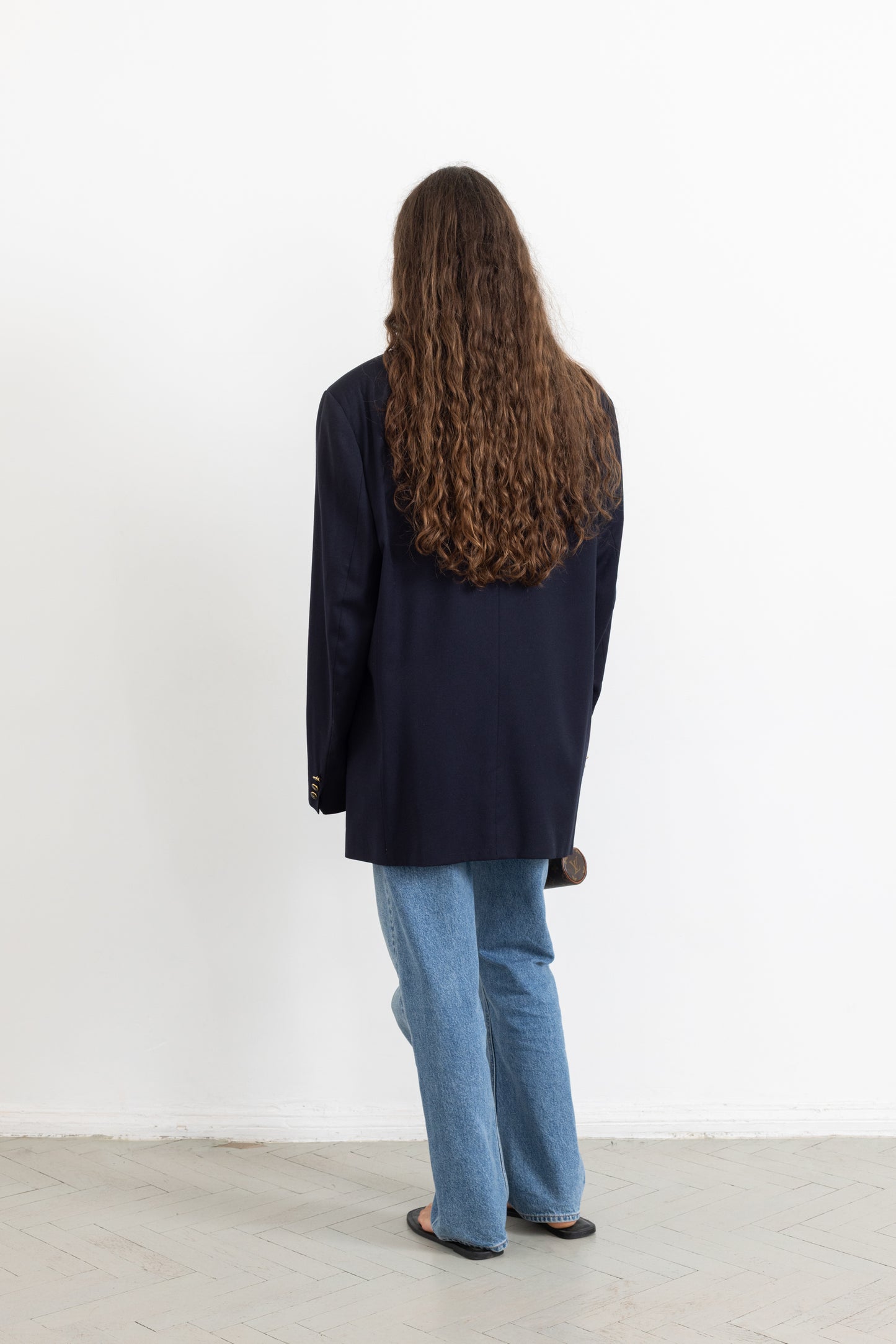 Vintage Navy 100% Wool Blazer