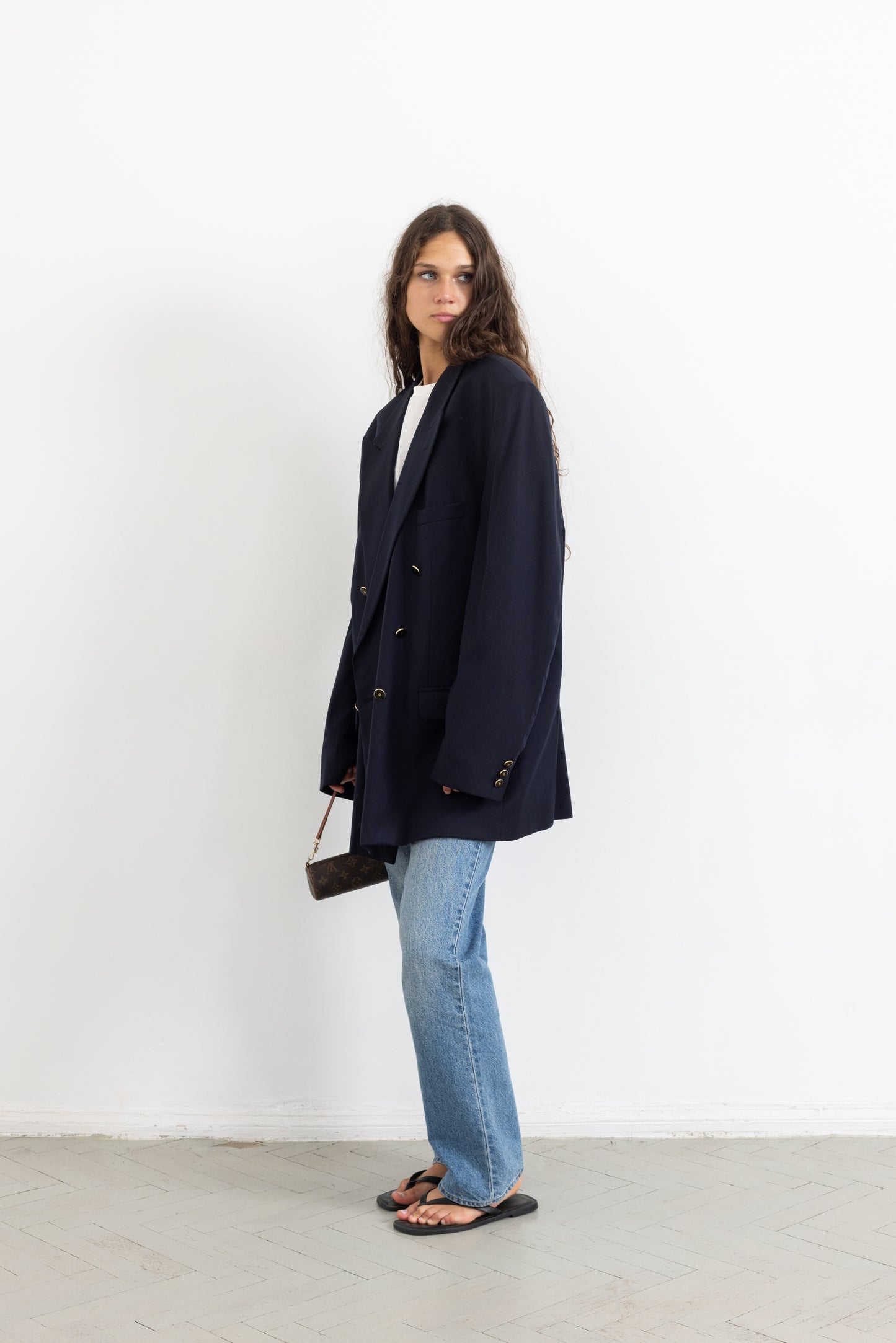 Vintage Navy 100% Wool Blazer
