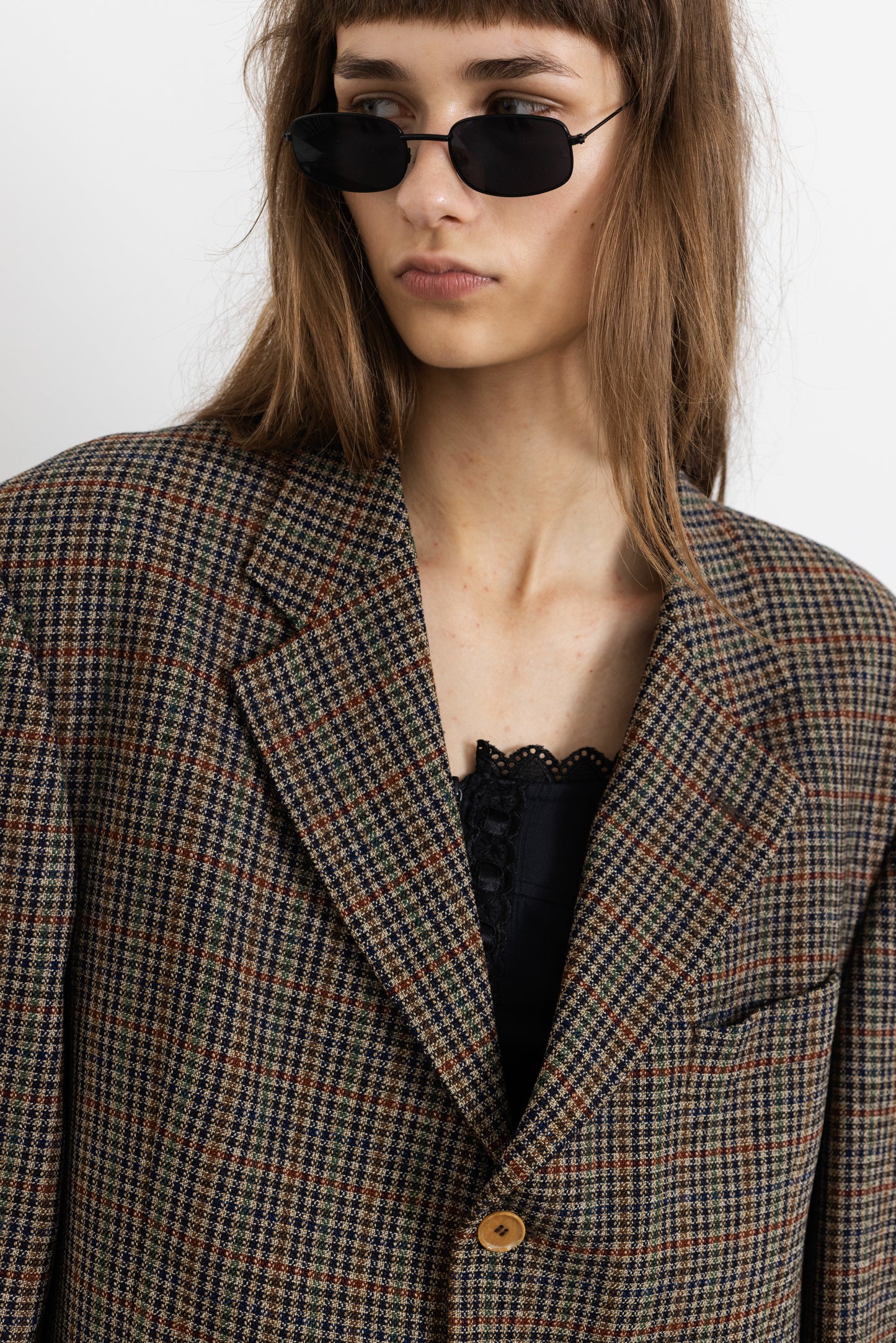 Vintage Brown Houndstooth 100% Wool Blazer