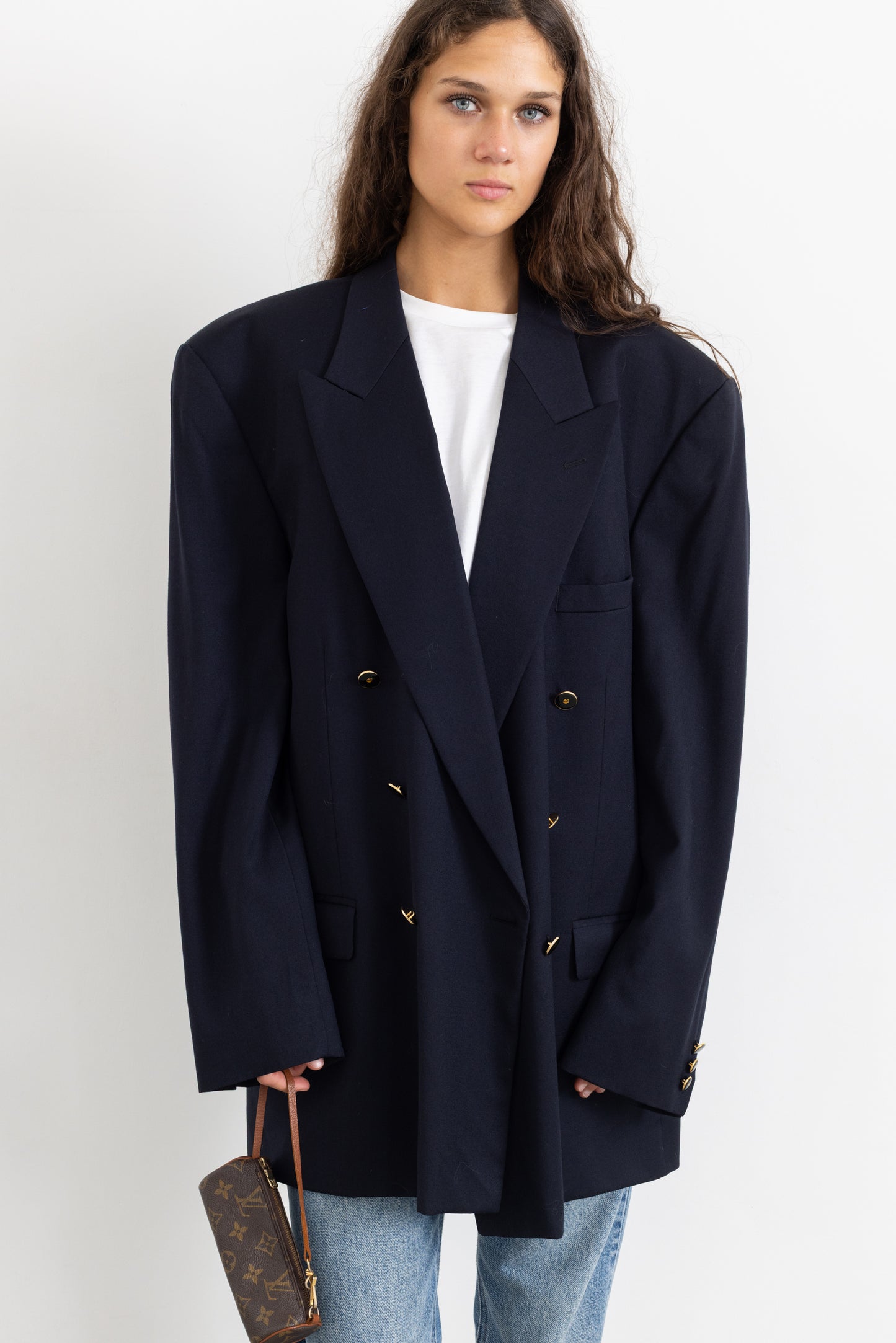 Vintage Navy 100% Wool Blazer