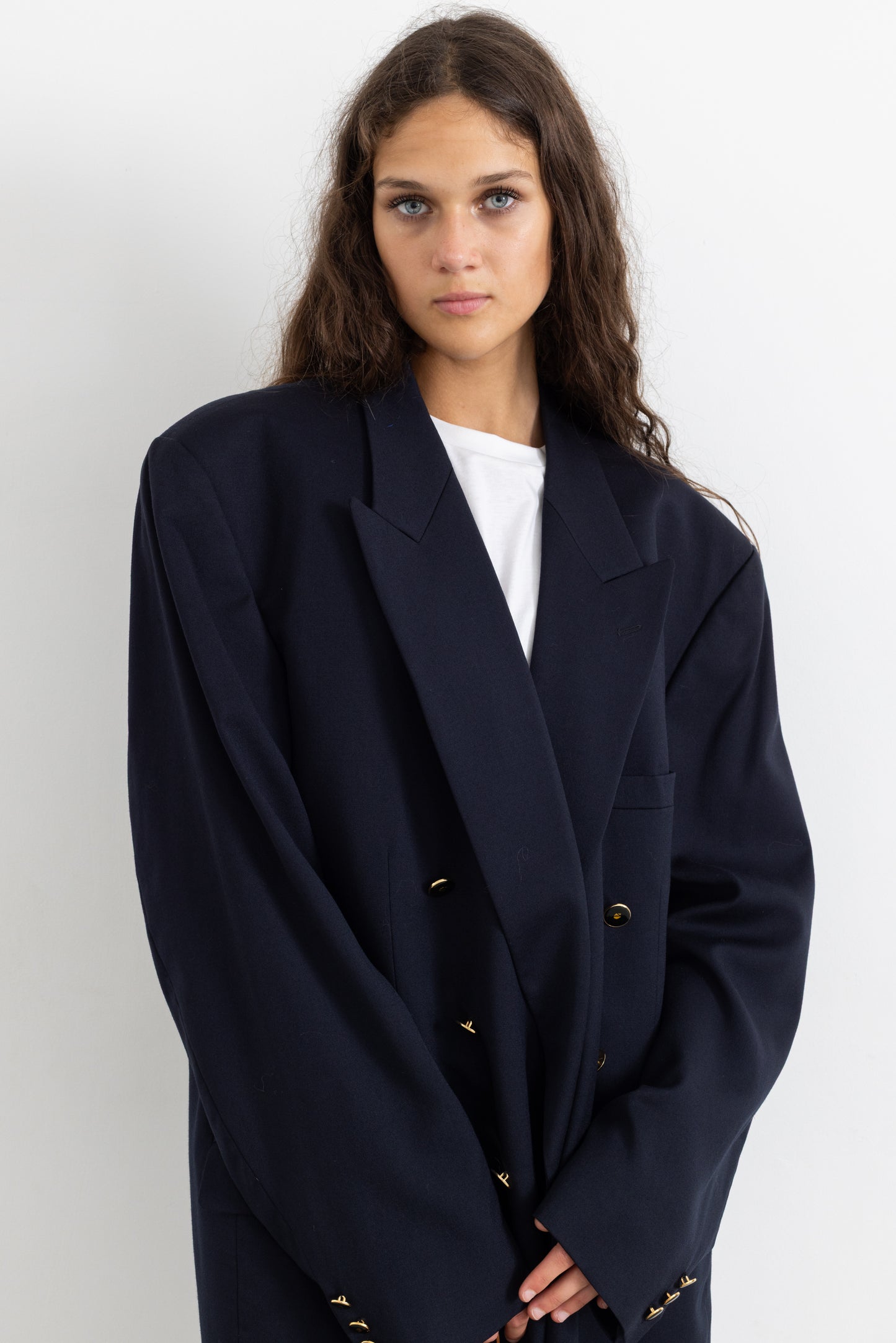 Vintage Navy 100% Wool Blazer