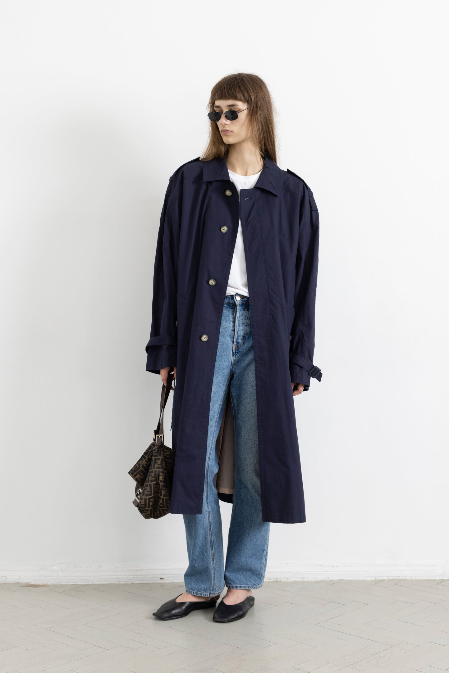Vintage Navy Cotton Trench Coat