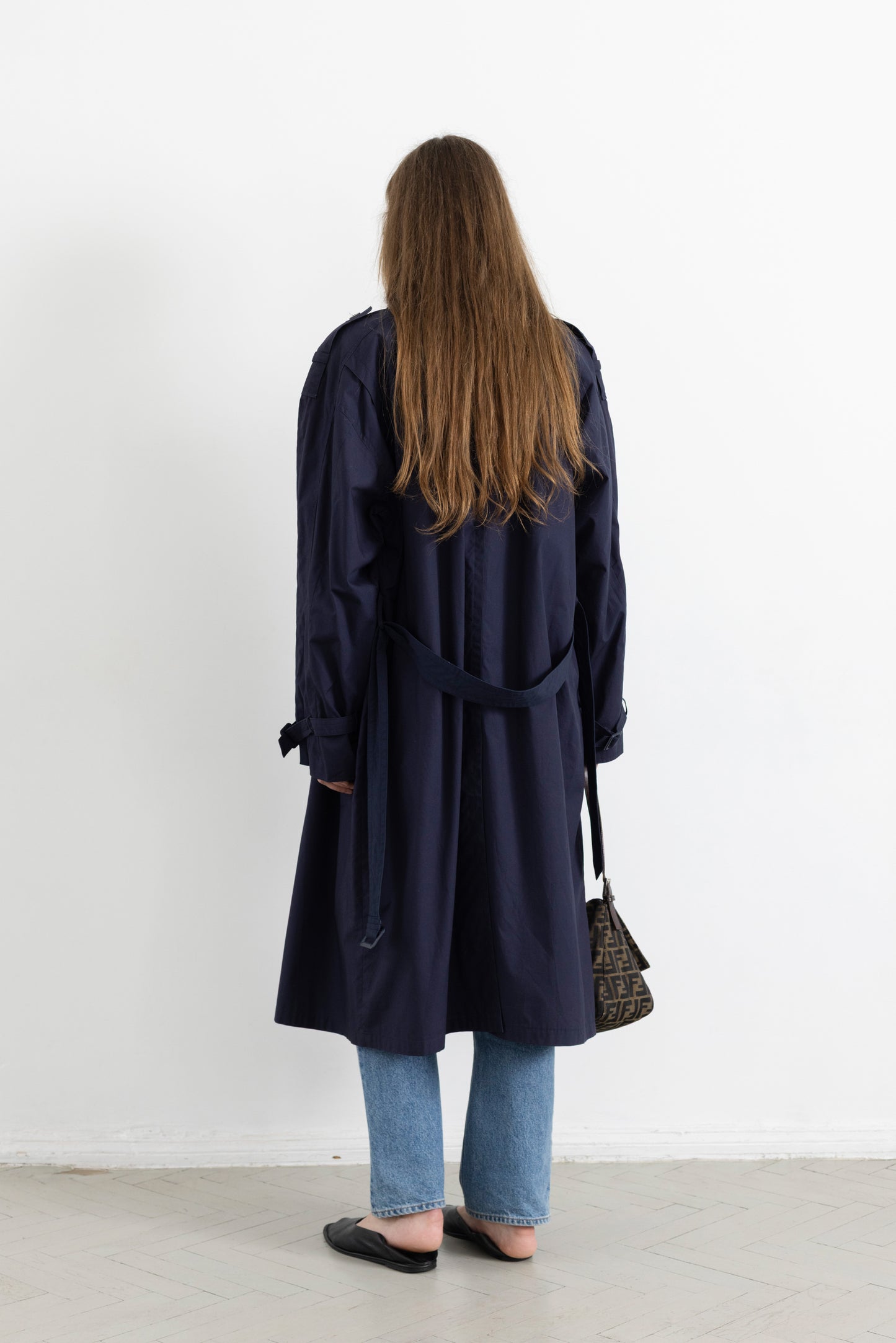 Vintage Navy Cotton Trench Coat
