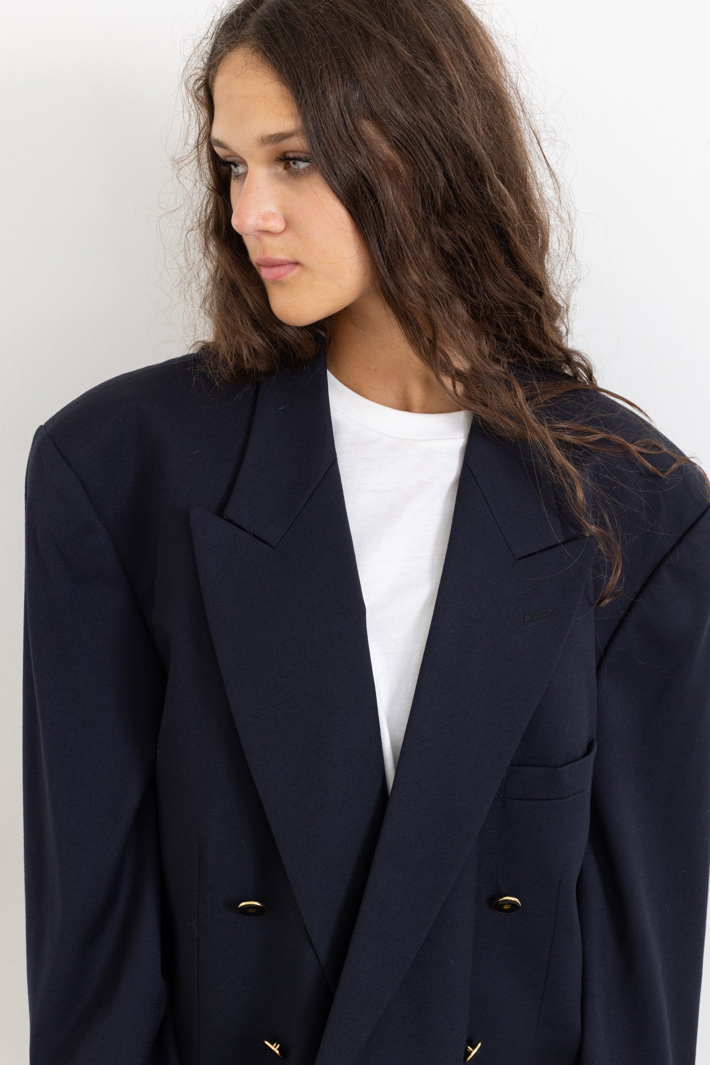 Vintage Navy 100% Wool Blazer
