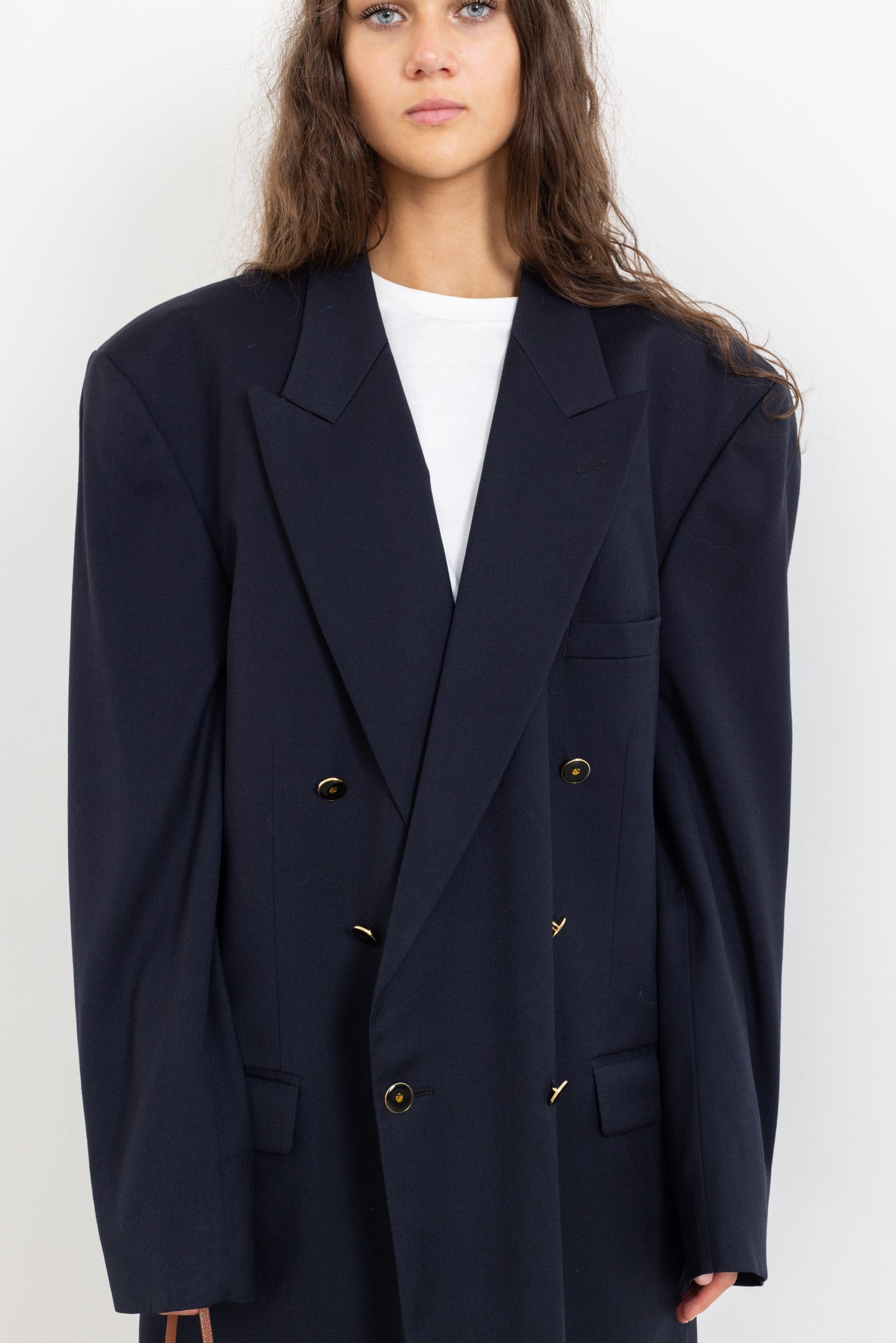 Vintage Navy 100% Wool Blazer