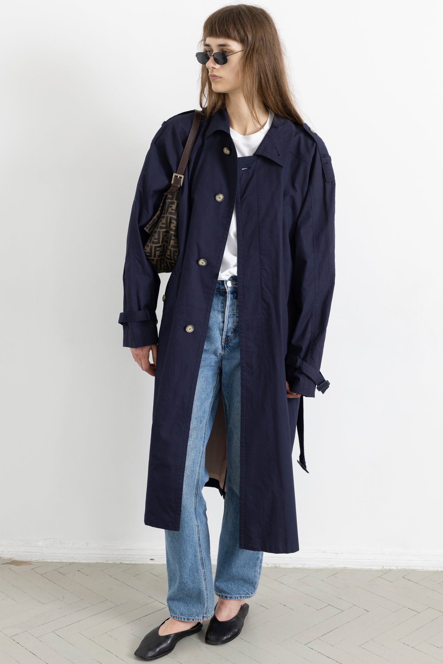 Vintage Navy Cotton Trench Coat