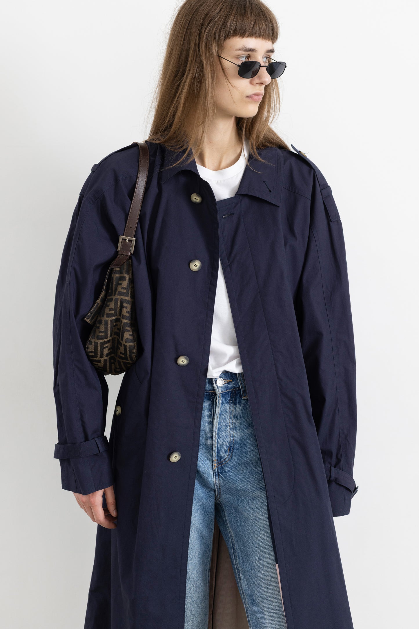 Vintage Navy Cotton Trench Coat