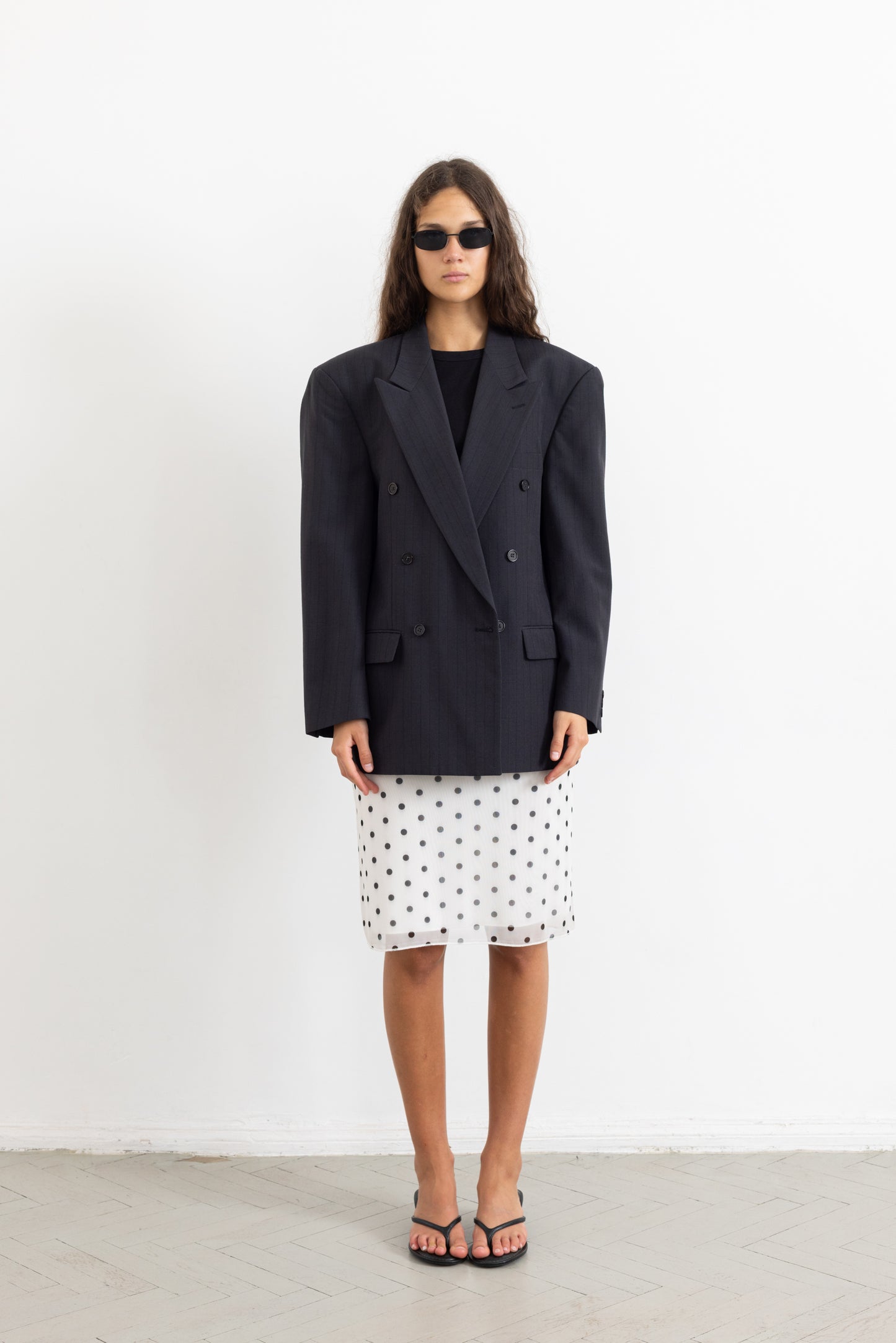 Vintage Grey Striped Wool Mohair Blazer
