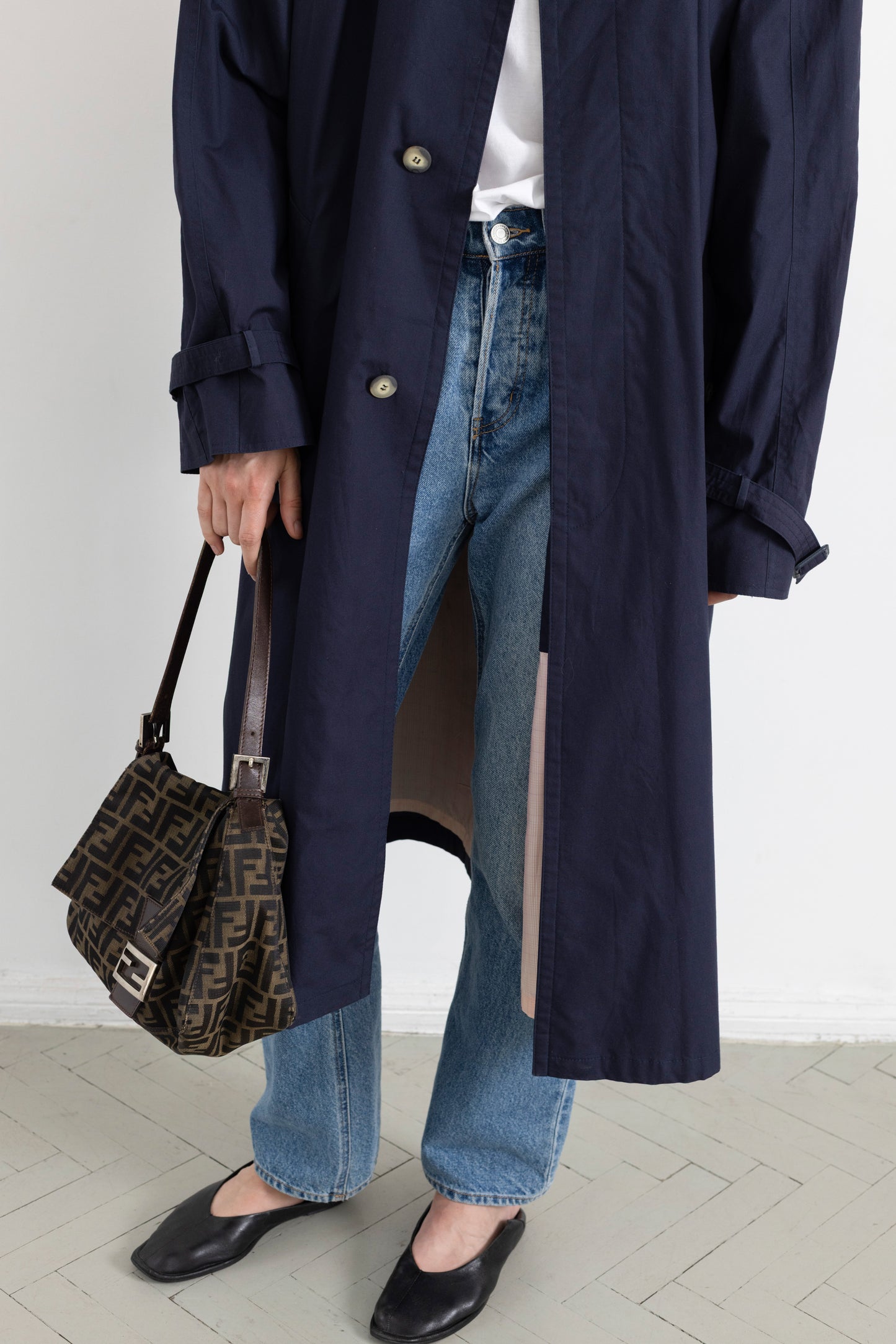 Vintage Navy Cotton Trench Coat