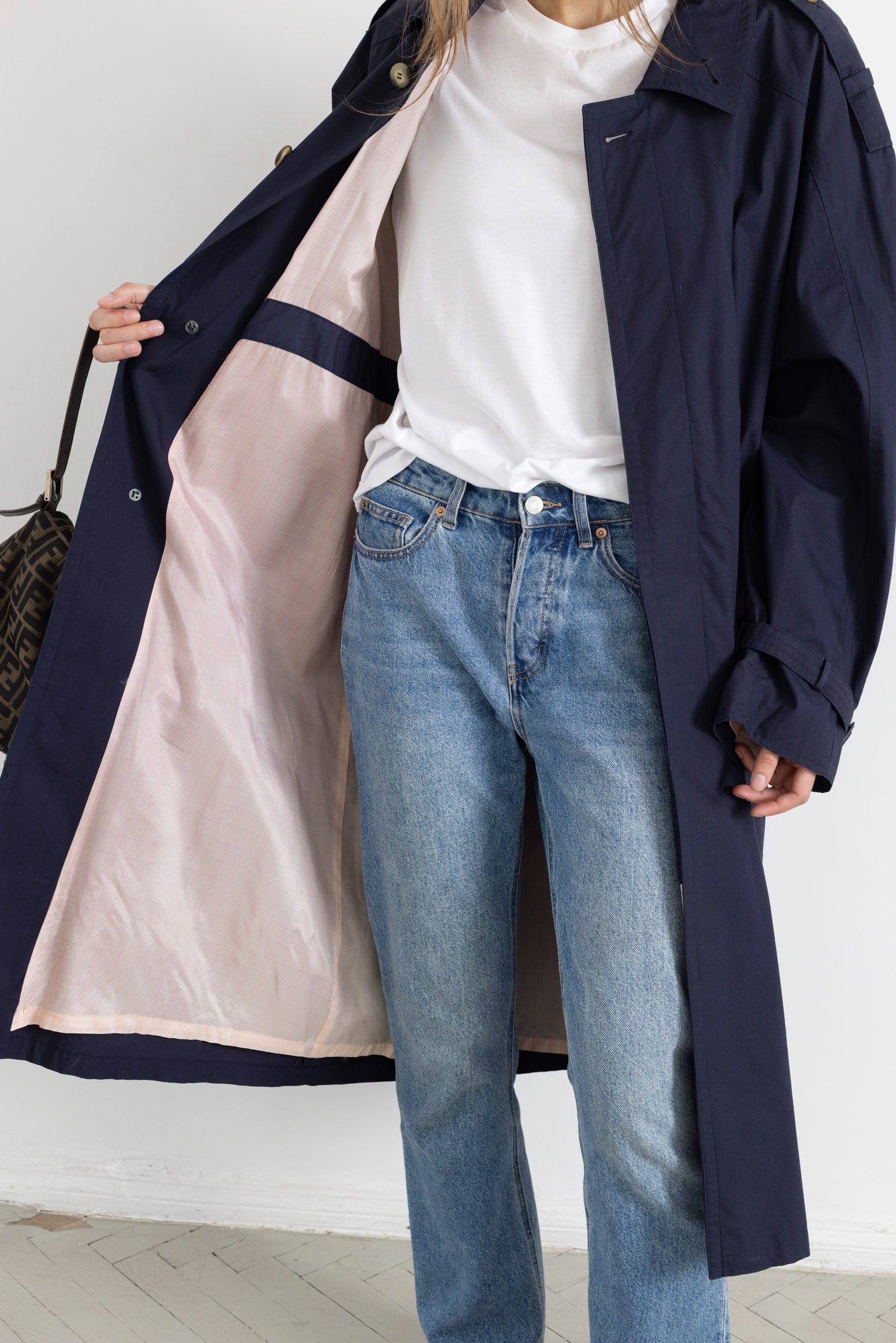 Vintage Navy Cotton Trench Coat