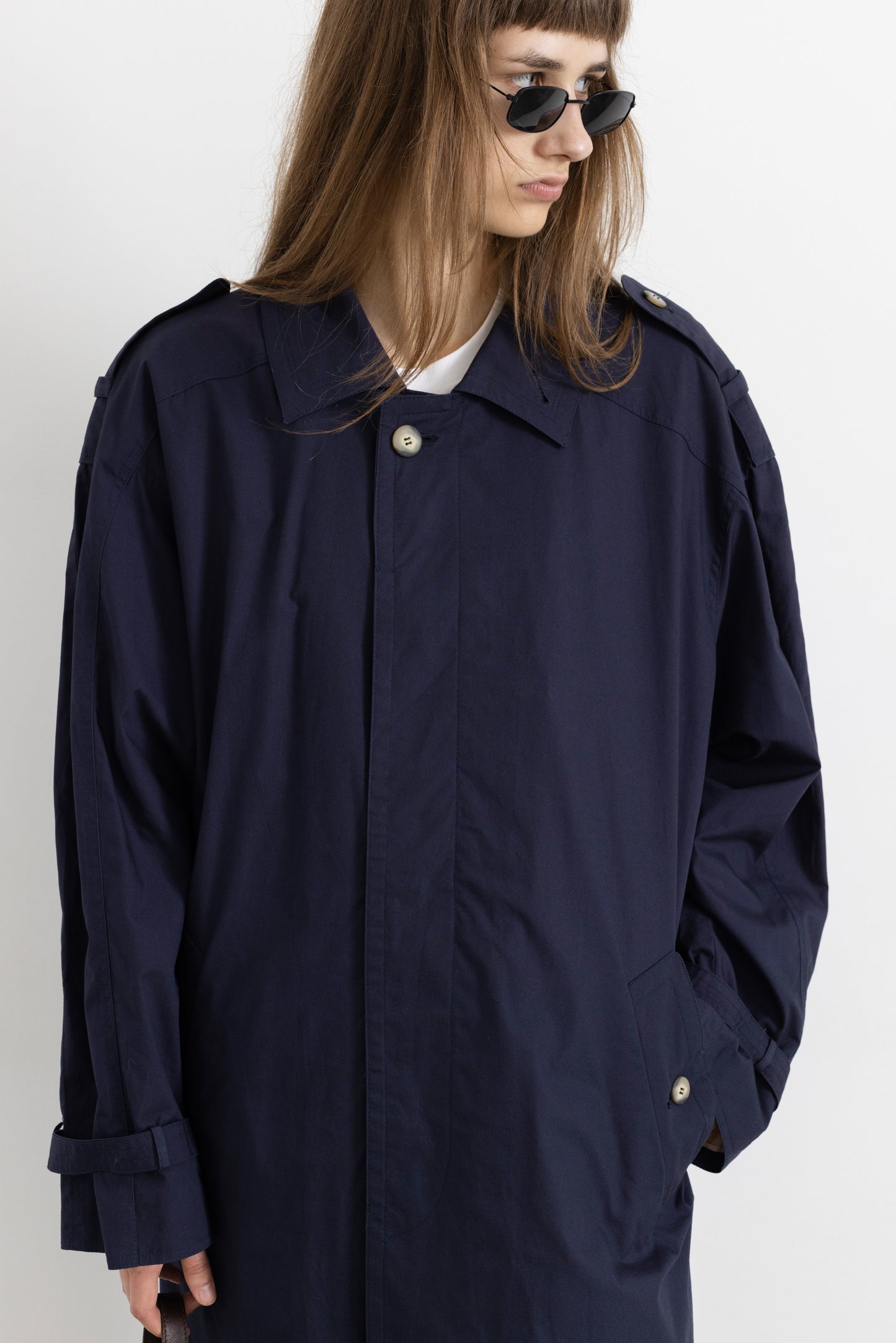 Vintage Navy Cotton Trench Coat