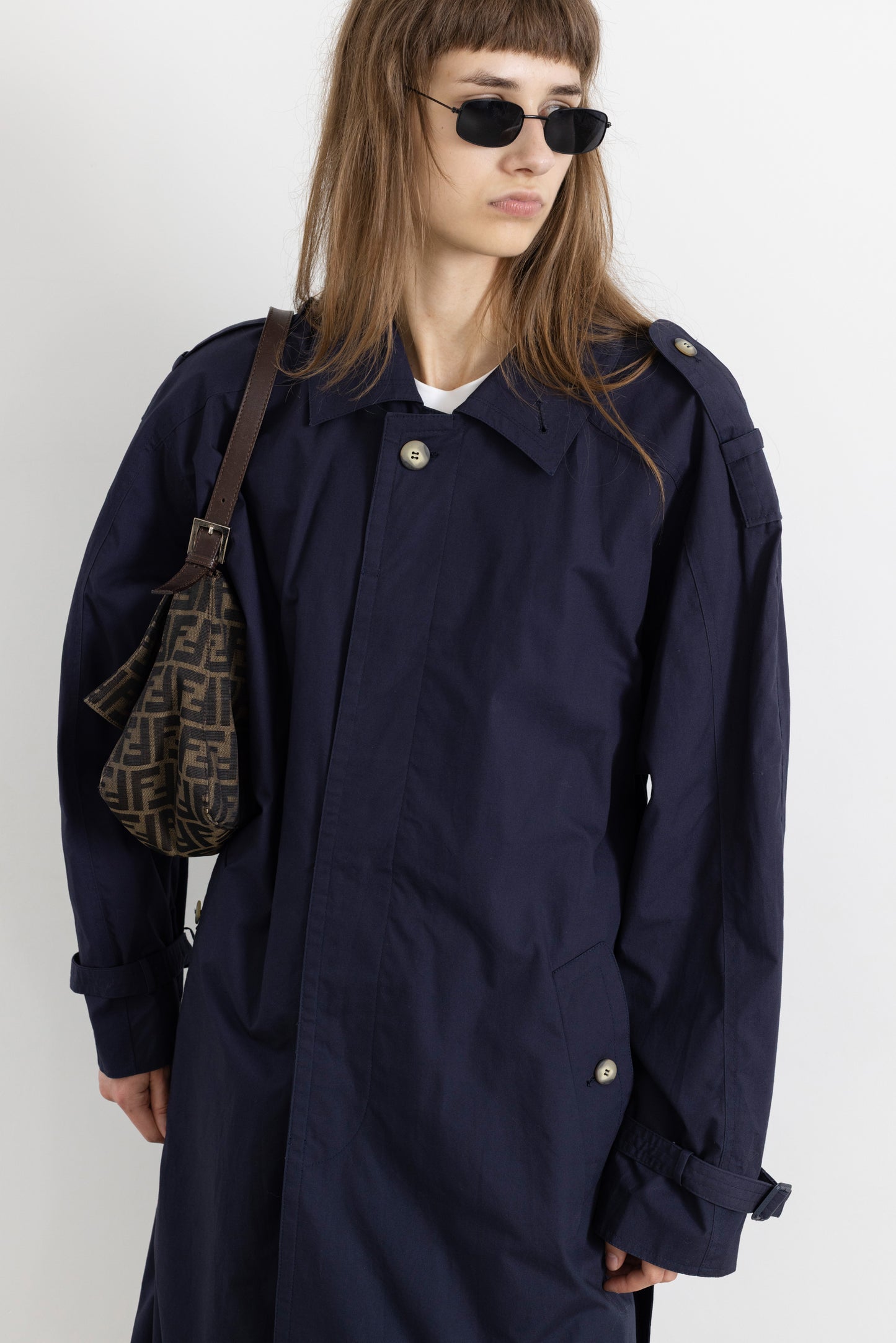 Vintage Navy Cotton Trench Coat