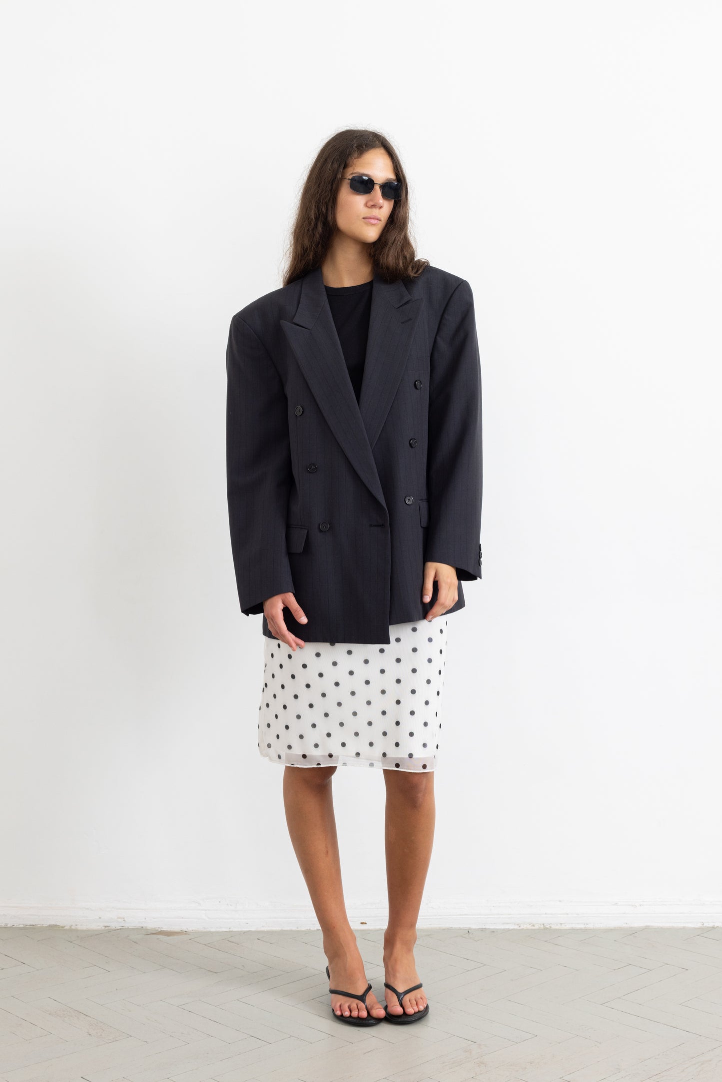 Vintage Grey Striped Wool Mohair Blazer