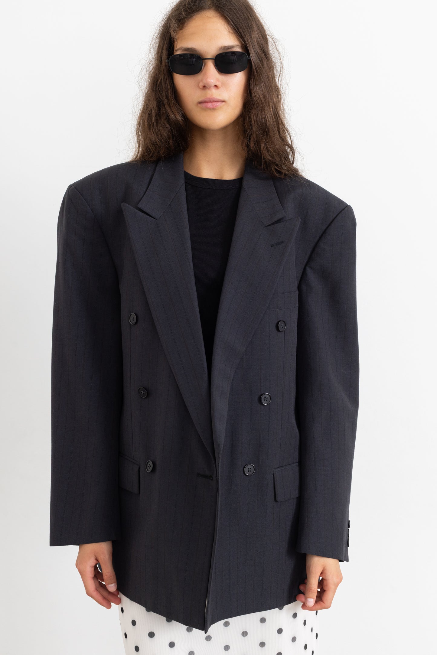 Vintage Grey Striped Wool Mohair Blazer