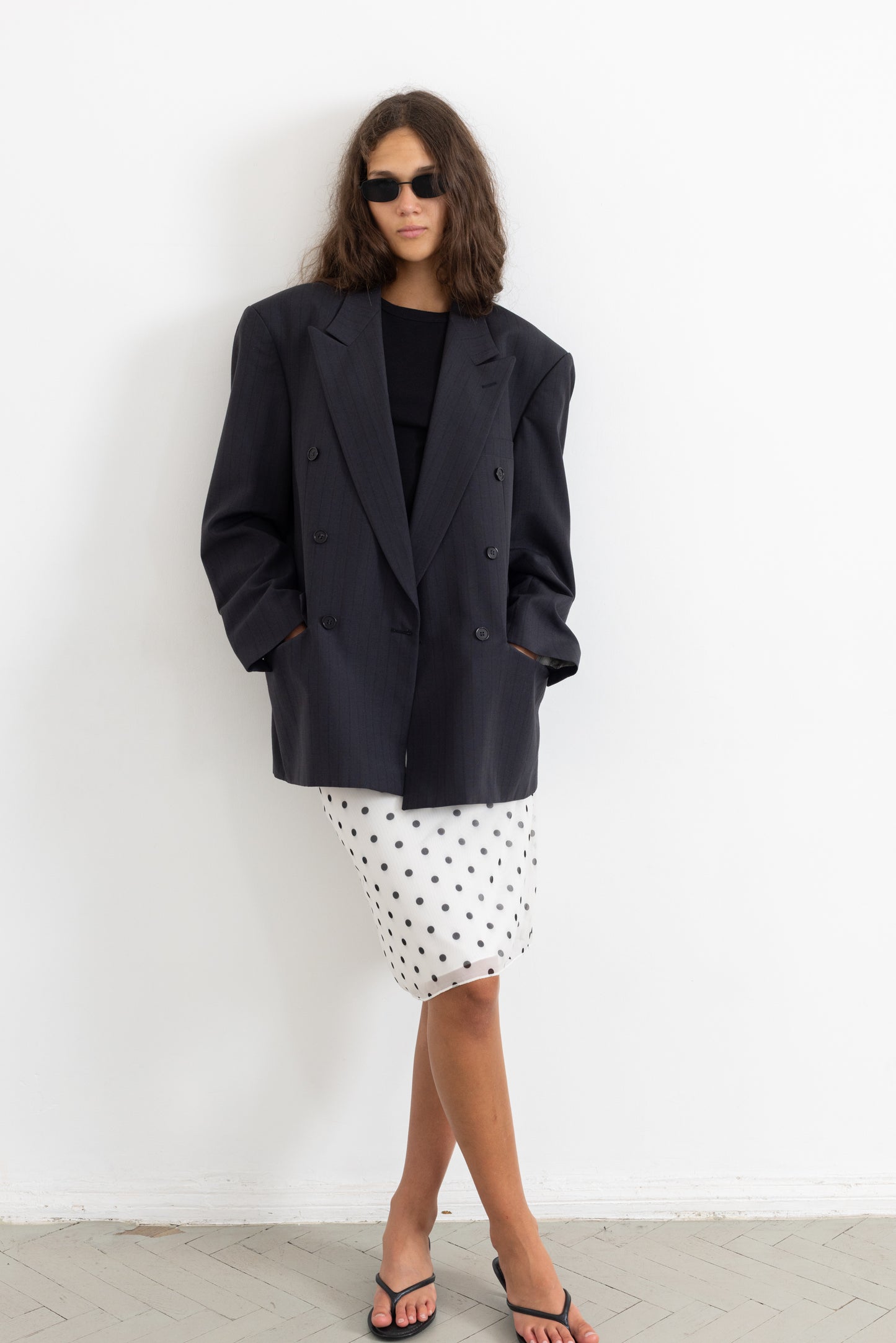 Vintage Grey Striped Wool Mohair Blazer