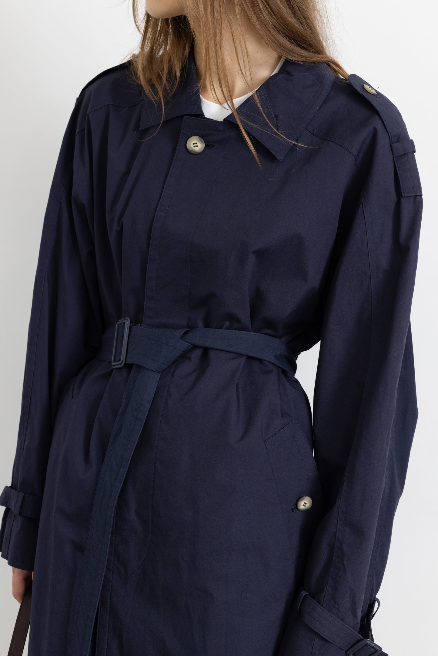 Vintage Navy Cotton Trench Coat