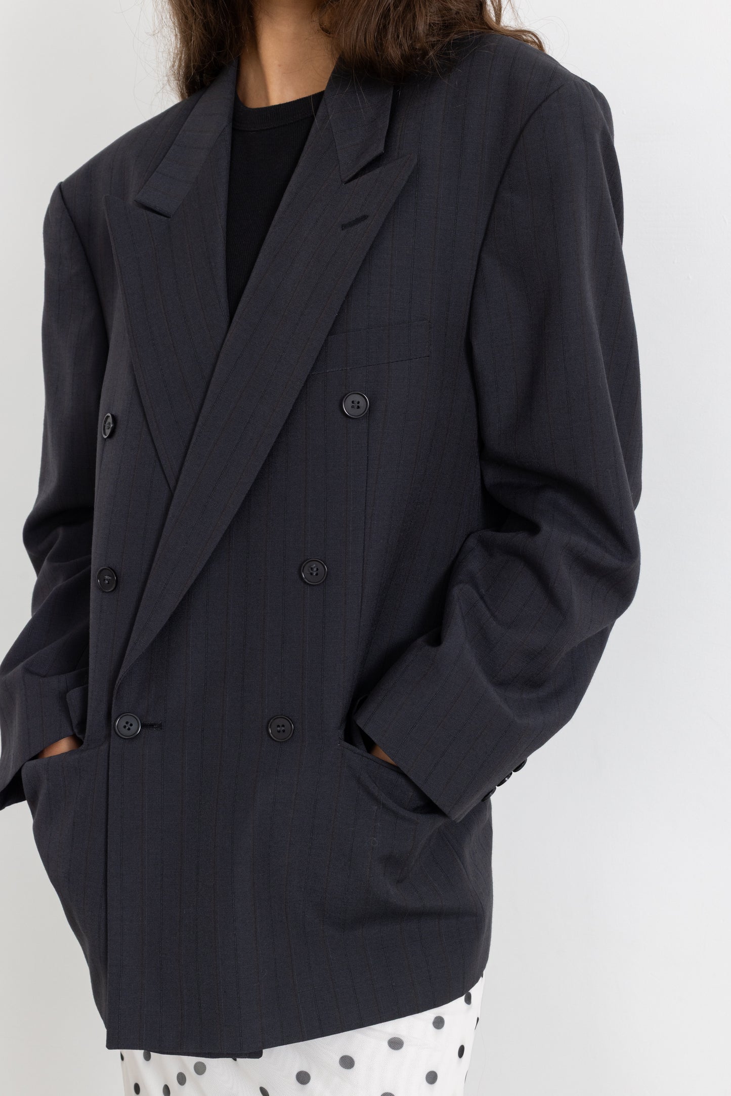 Vintage Grey Striped Wool Mohair Blazer