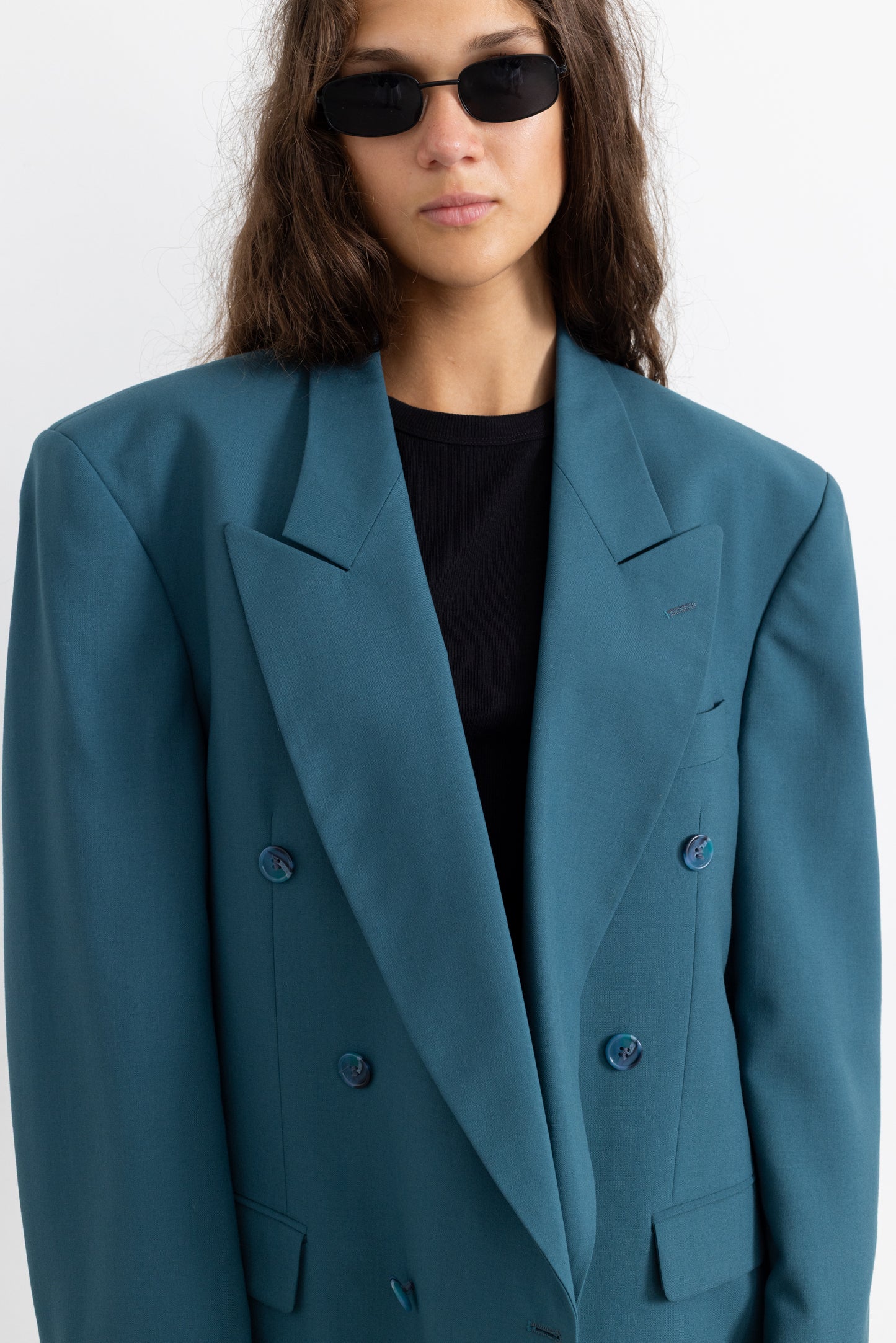 Vintage Teal Wool Blazer
