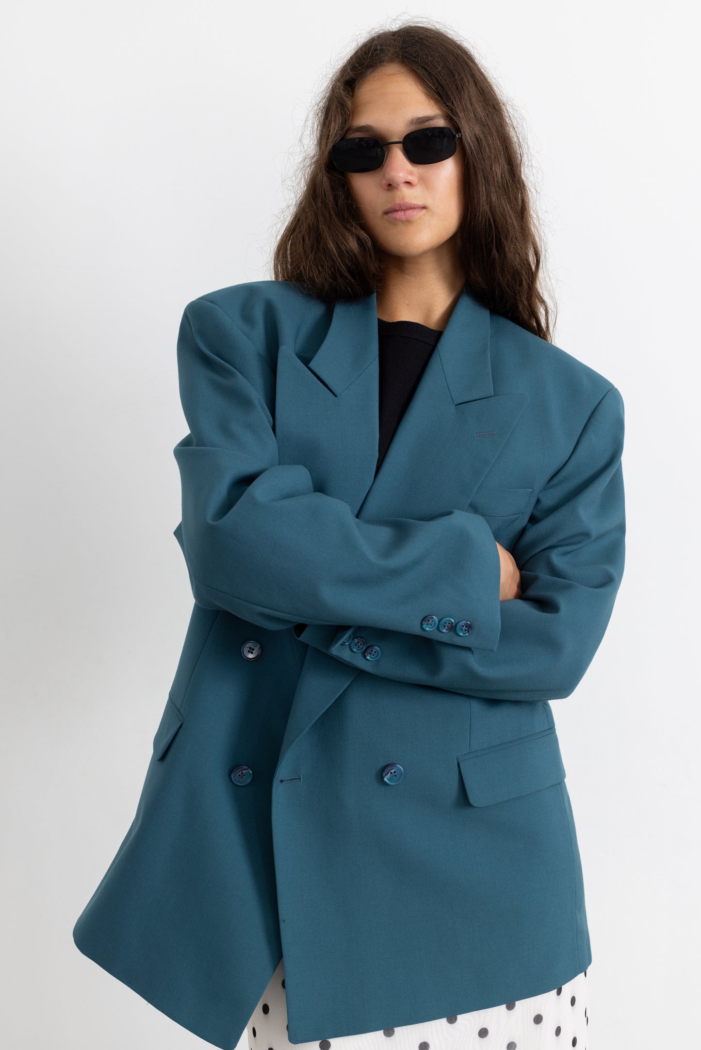 Vintage Teal Wool Blazer