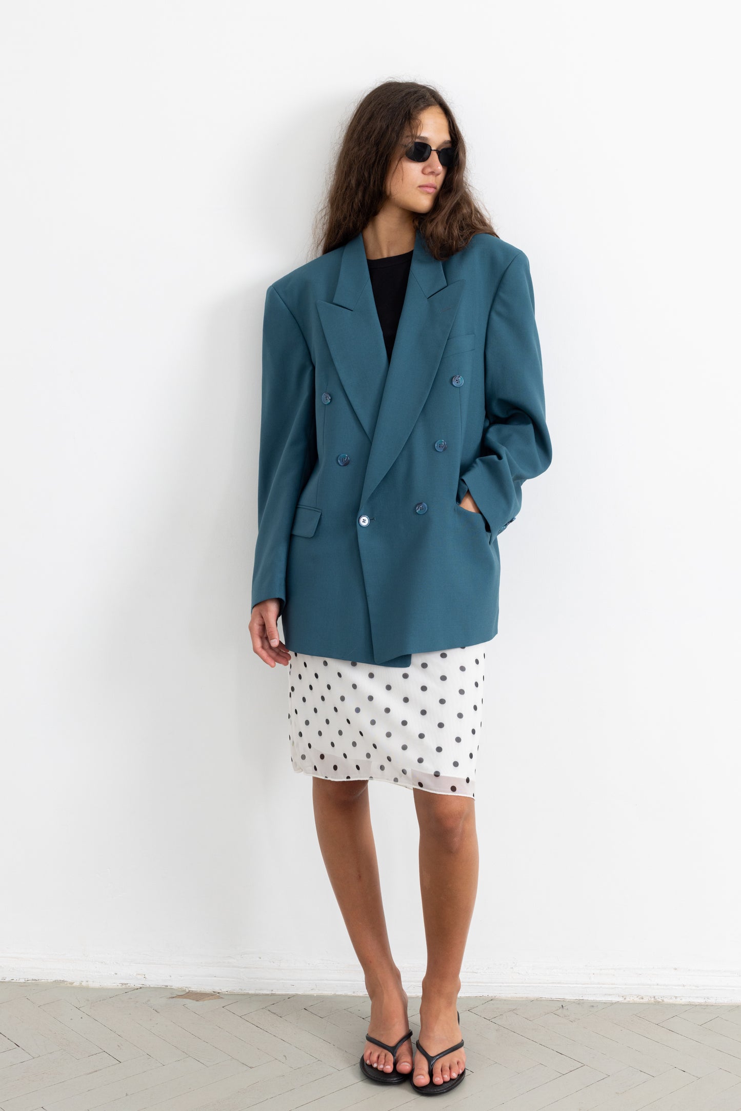 Vintage Teal Wool Blazer