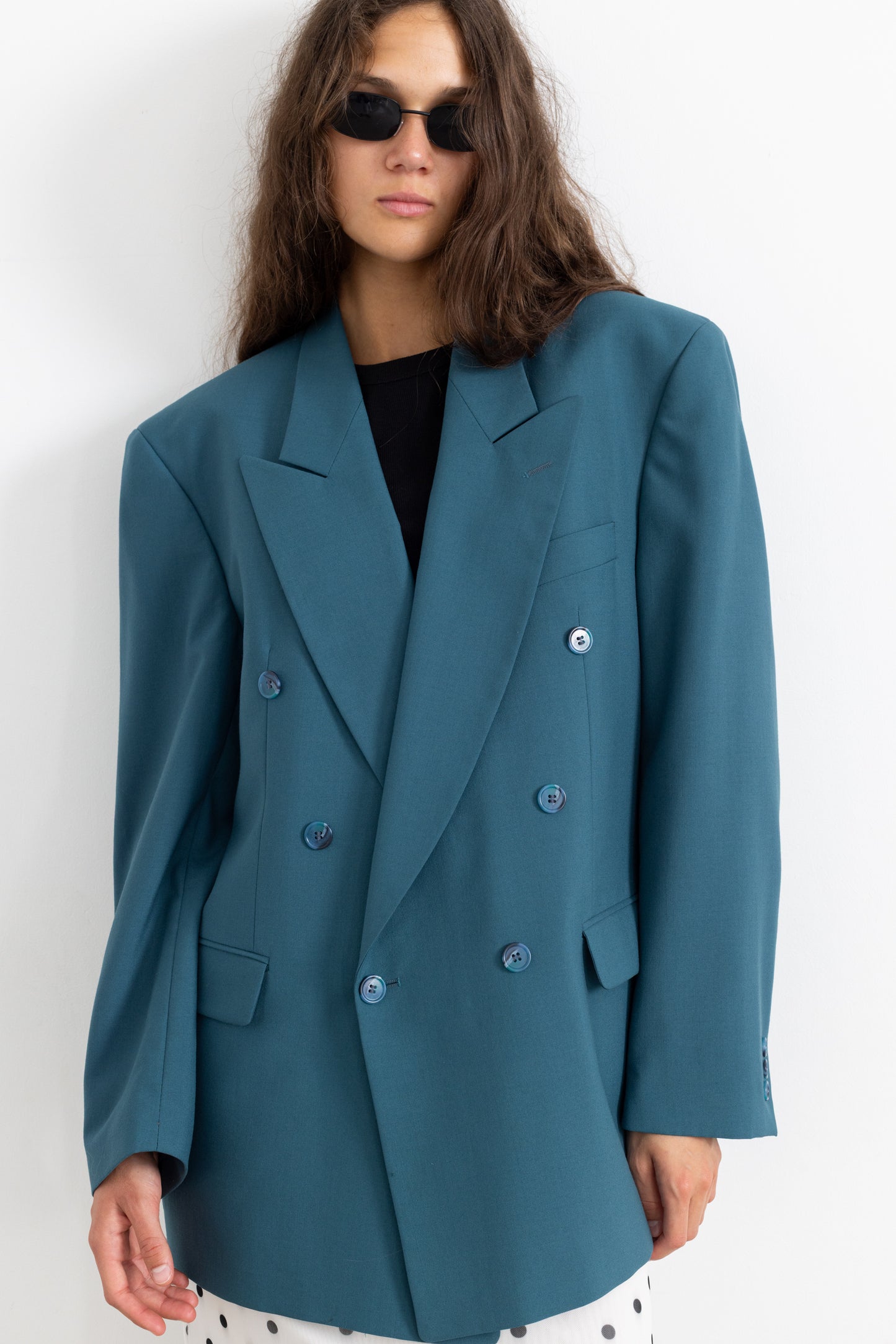 Vintage Teal Wool Blazer