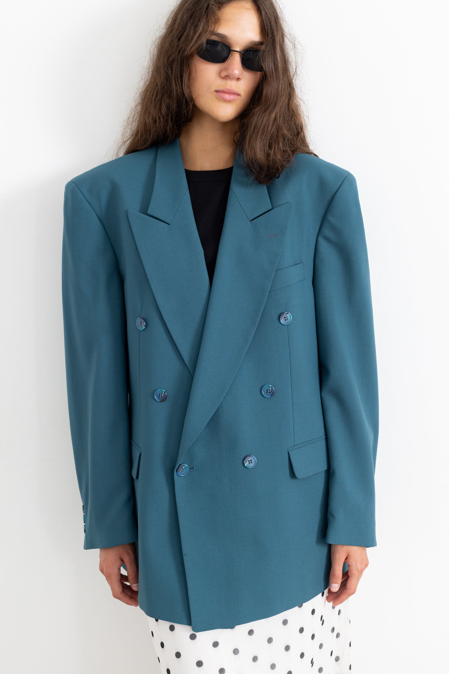 Vintage Teal Wool Blazer