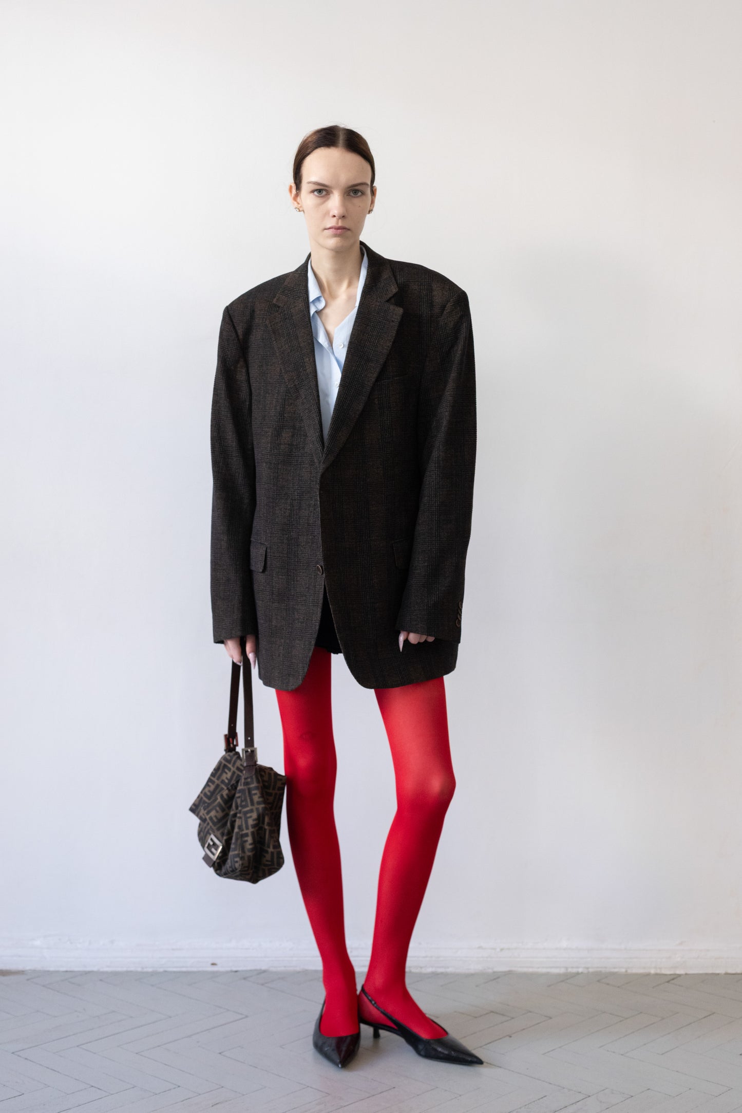 Vintage Brown Plaid Wool Blazer