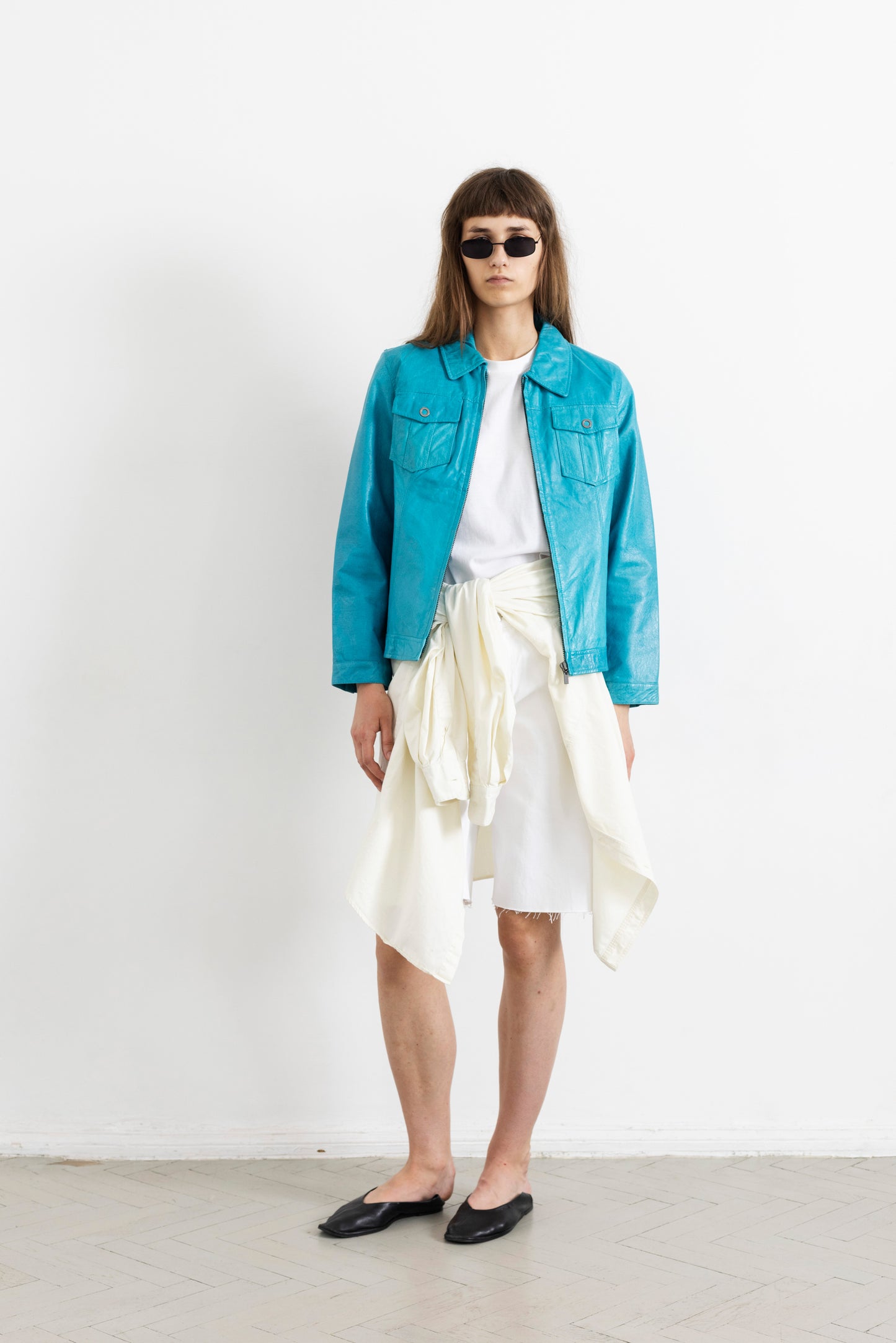 Vintage Turquoise Leather Jacket
