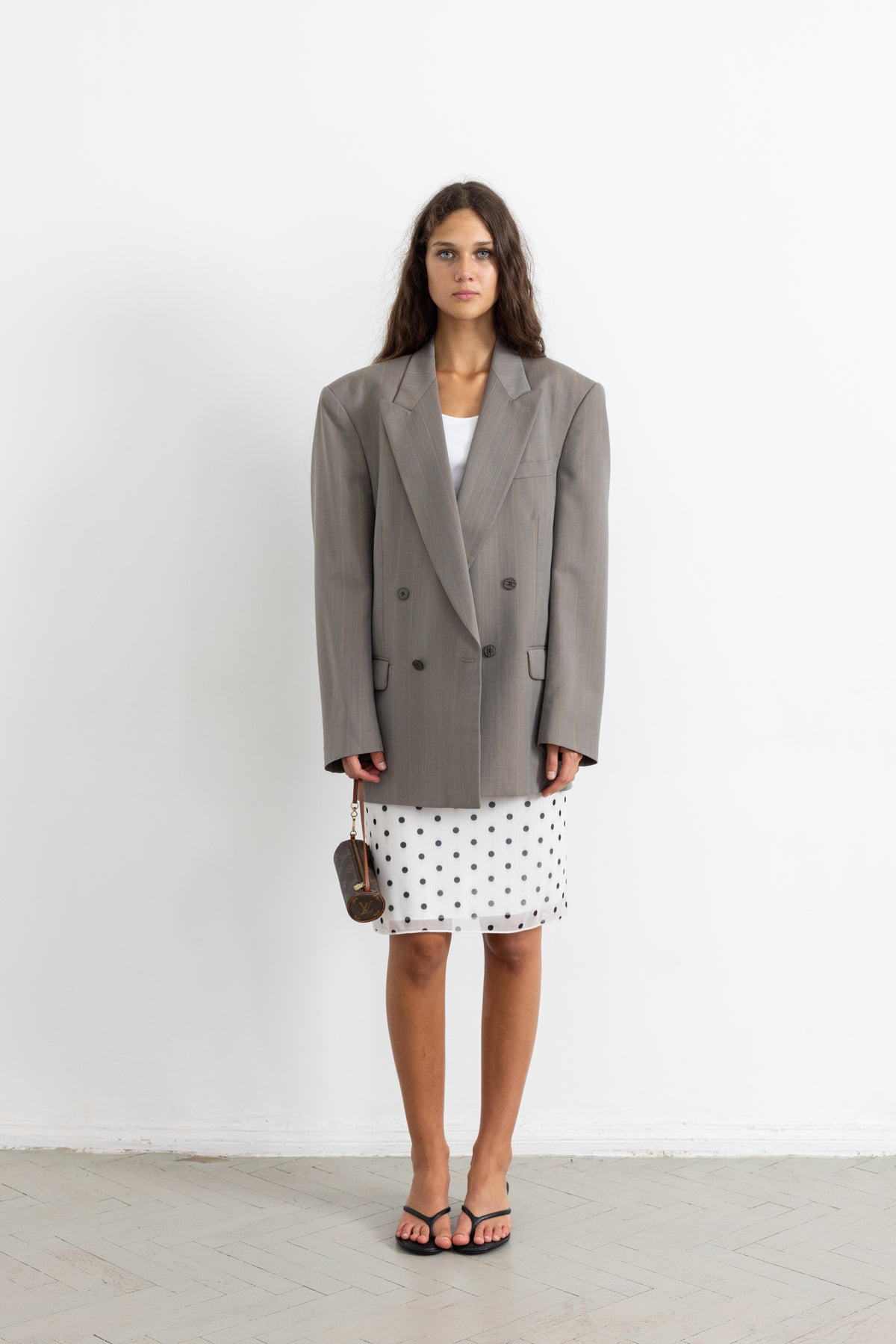 Vintage Grey Striped Wool Mohair Blazer