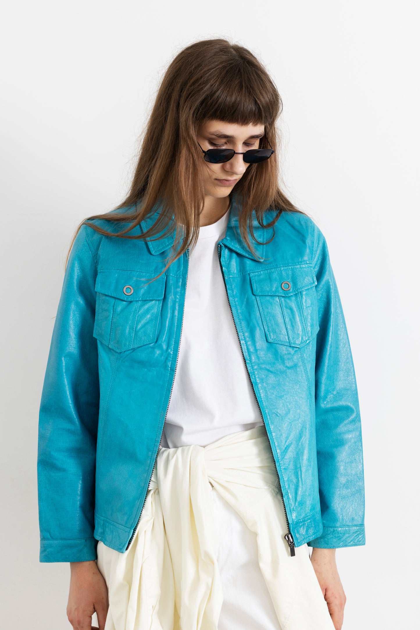 Vintage Turquoise Leather Jacket