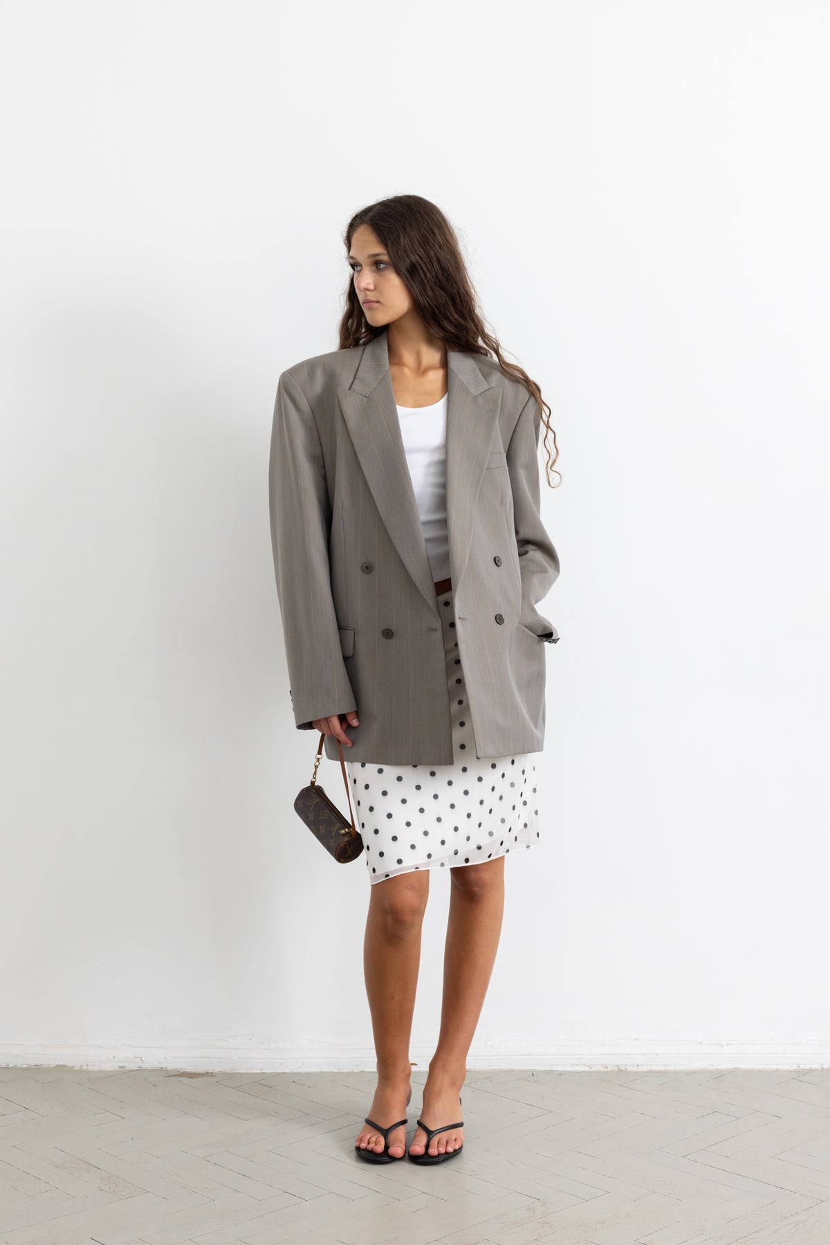 Vintage Grey Striped Wool Mohair Blazer