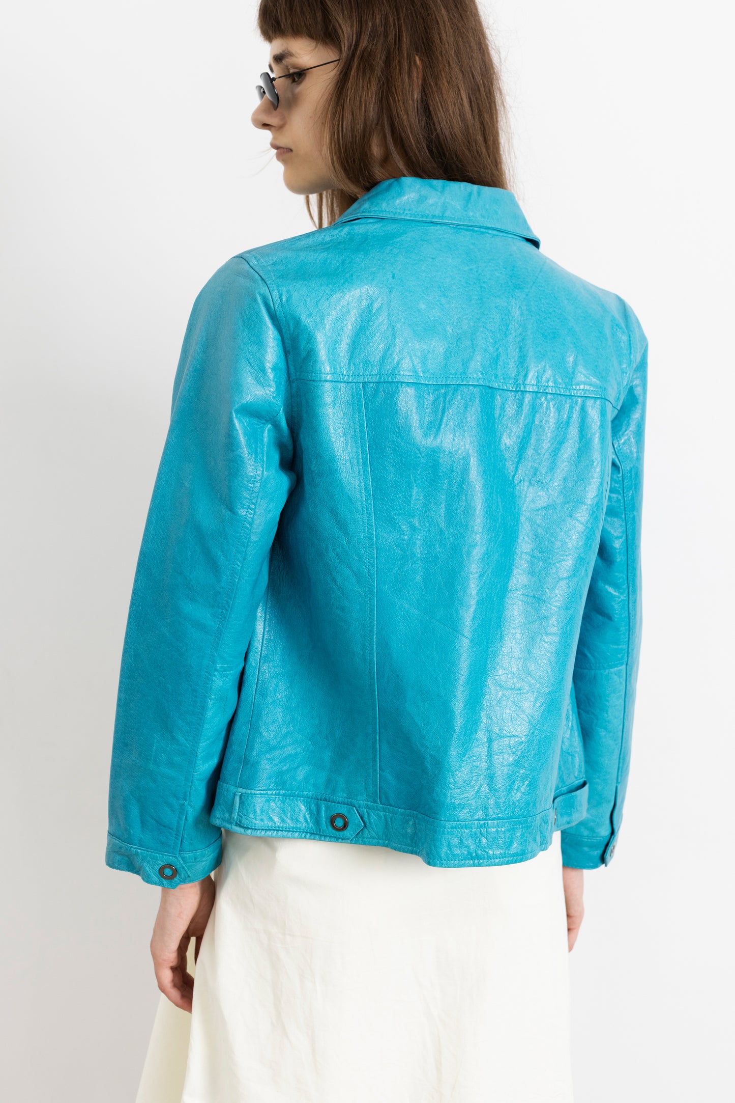 Vintage Turquoise Leather Jacket