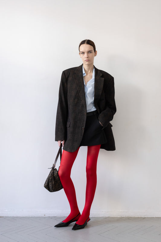 Vintage Brown Plaid Wool Blazer