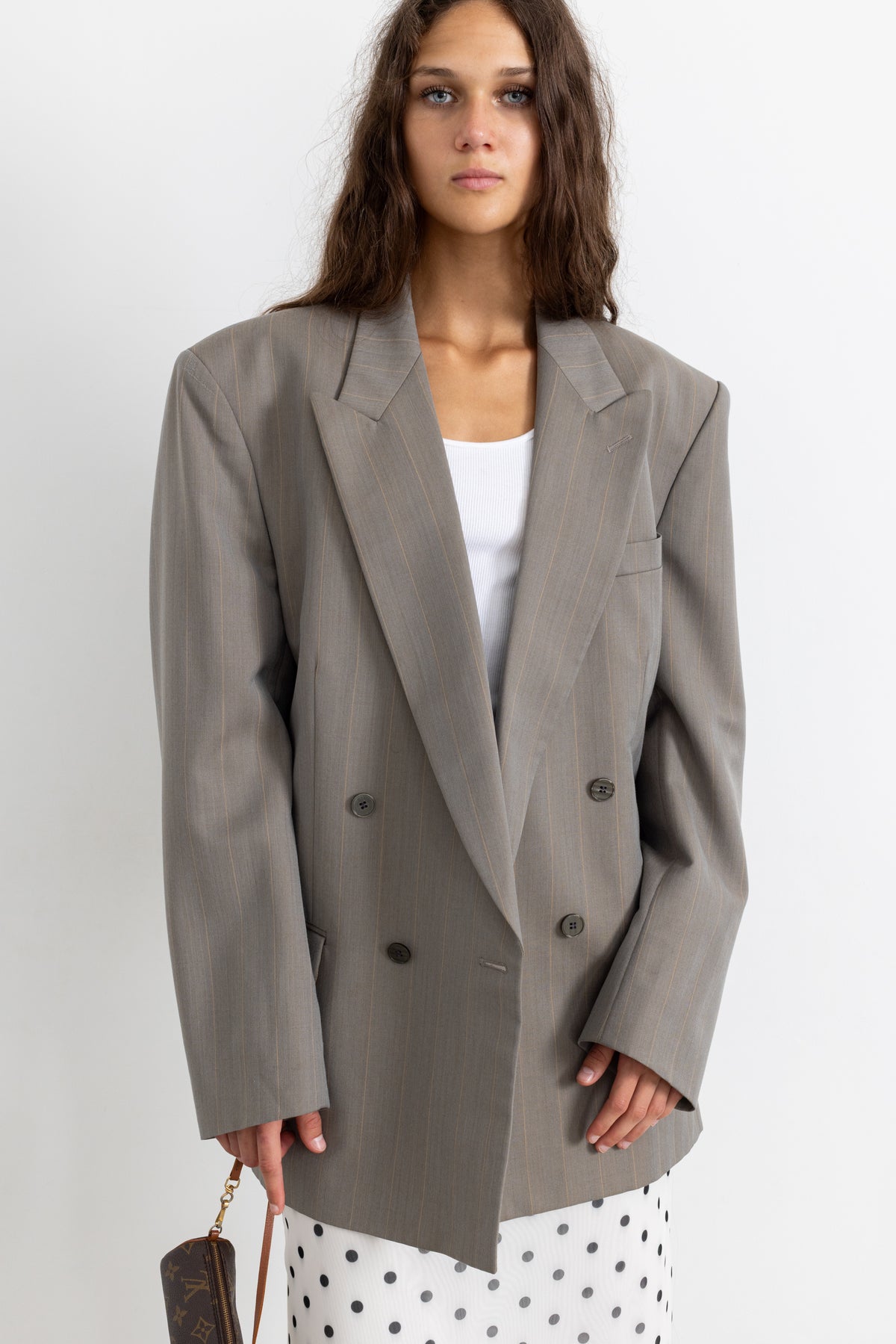 Vintage Grey Striped Wool Mohair Blazer