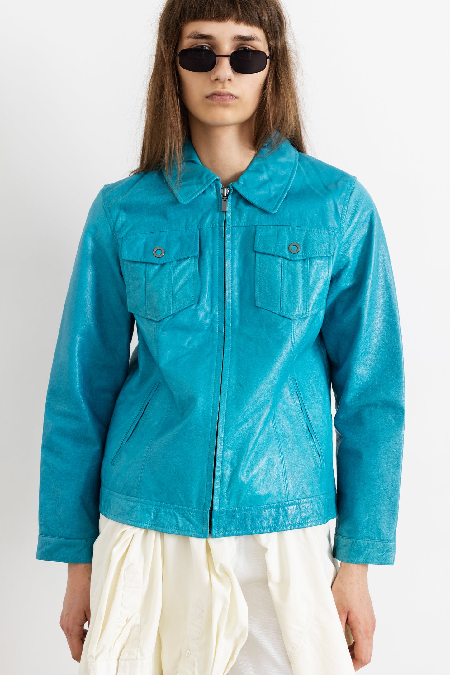 Vintage Turquoise Leather Jacket