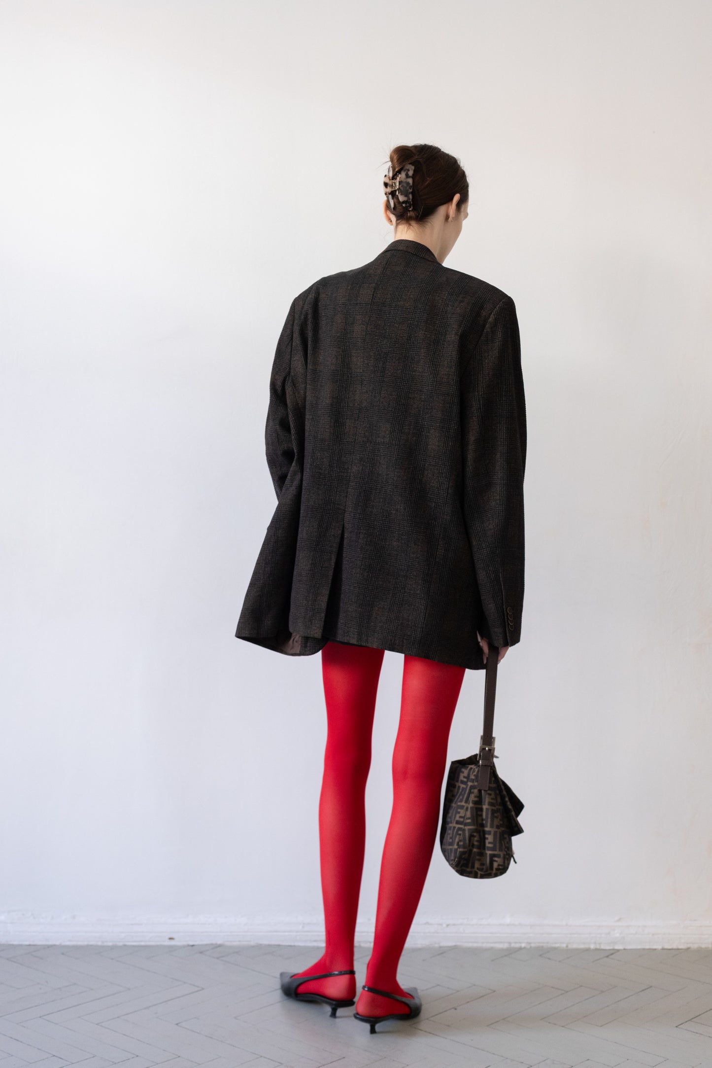 Vintage Brown Plaid Wool Blazer