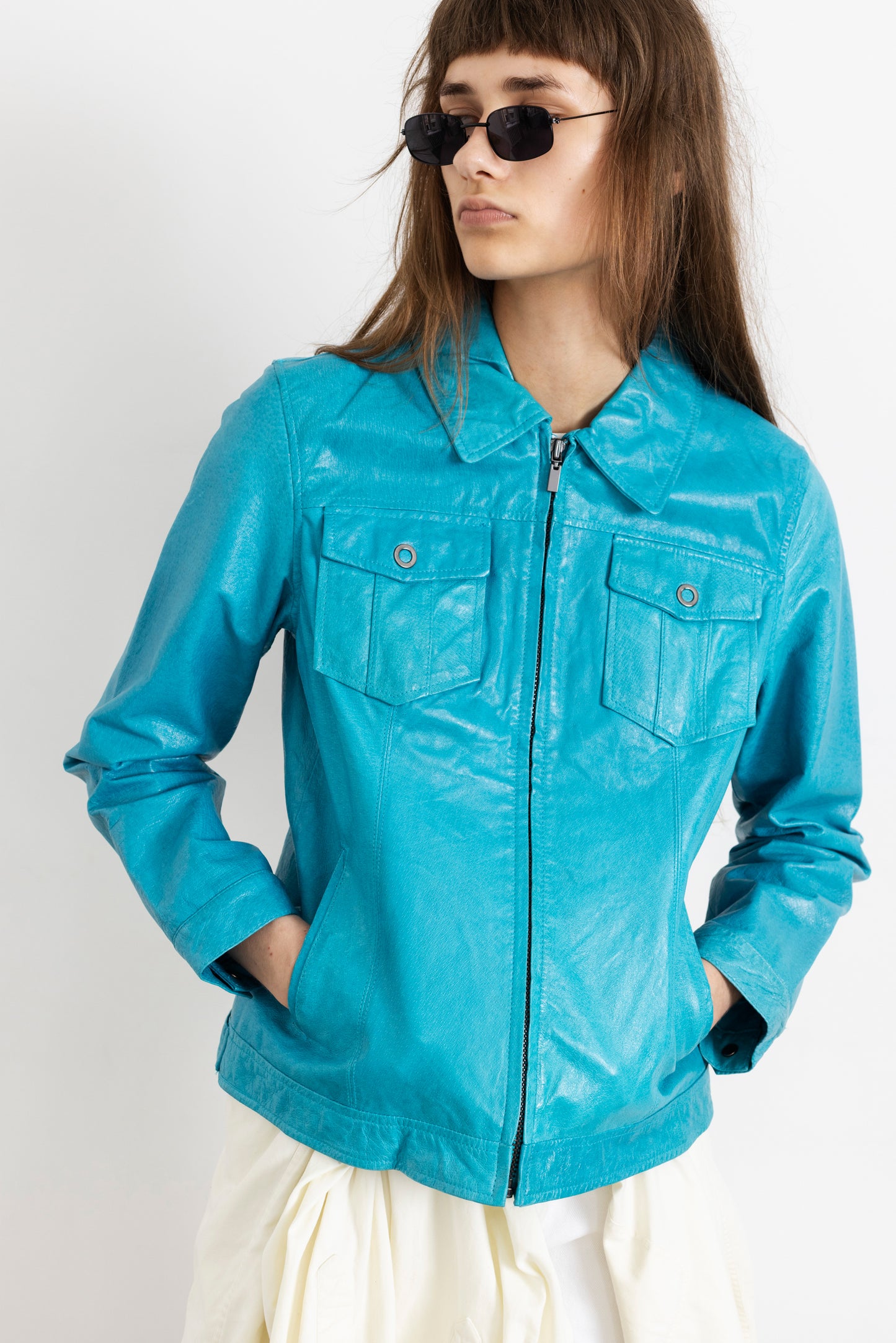 Vintage Turquoise Leather Jacket