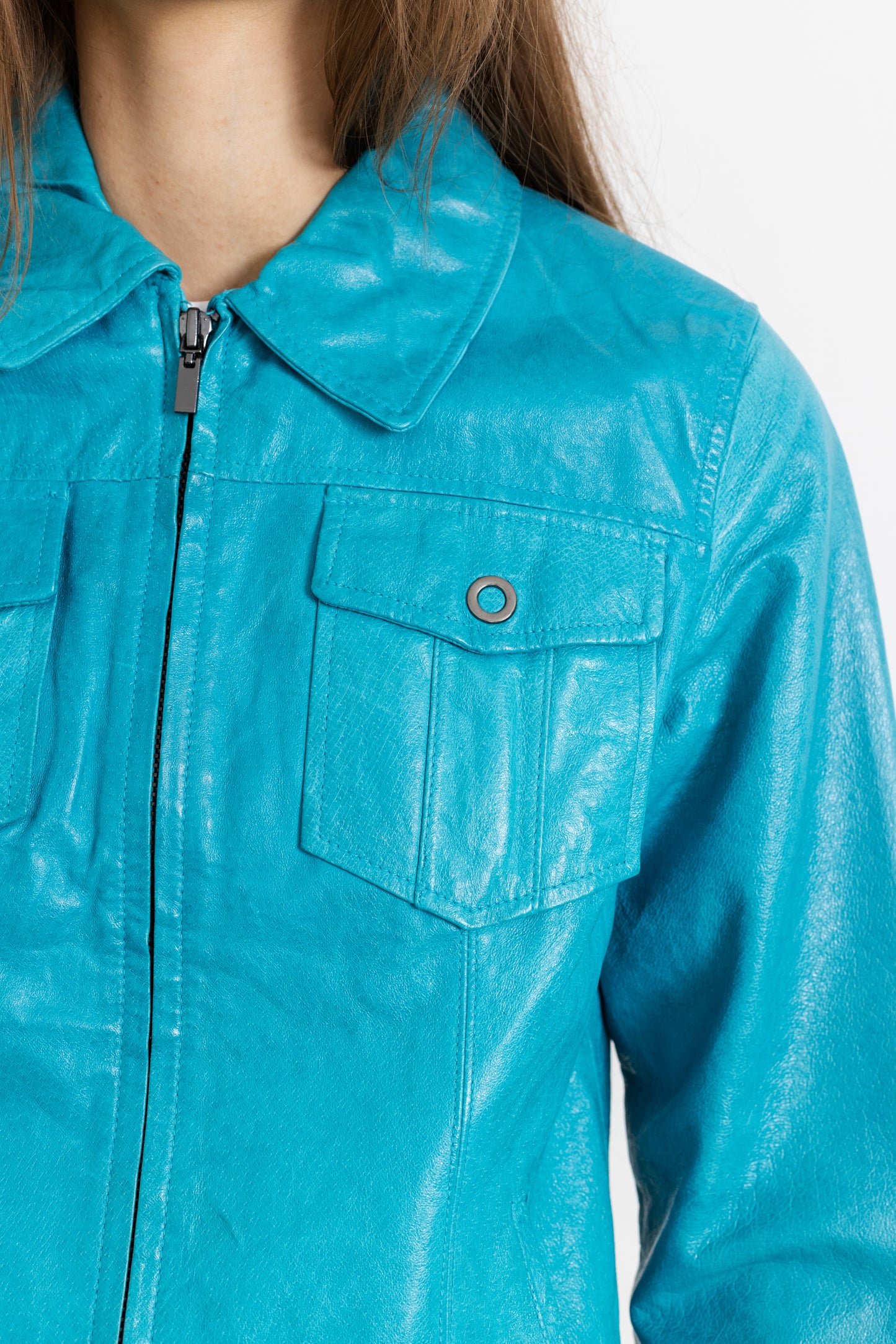 Vintage Turquoise Leather Jacket