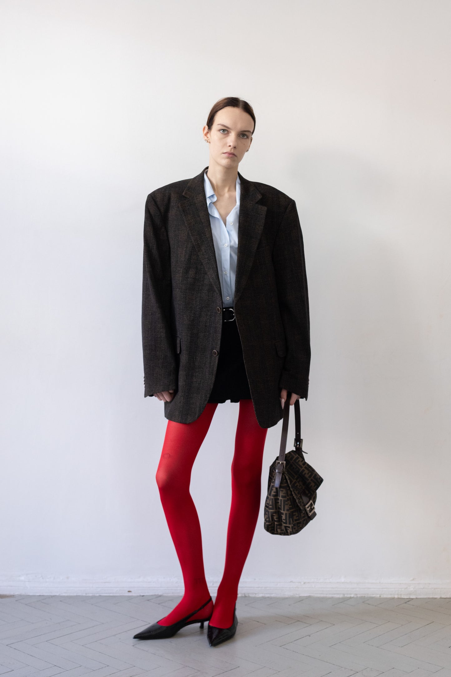 Vintage Brown Plaid Wool Blazer