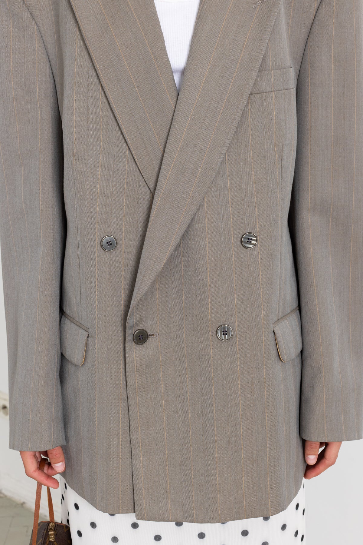 Vintage Grey Striped Wool Mohair Blazer