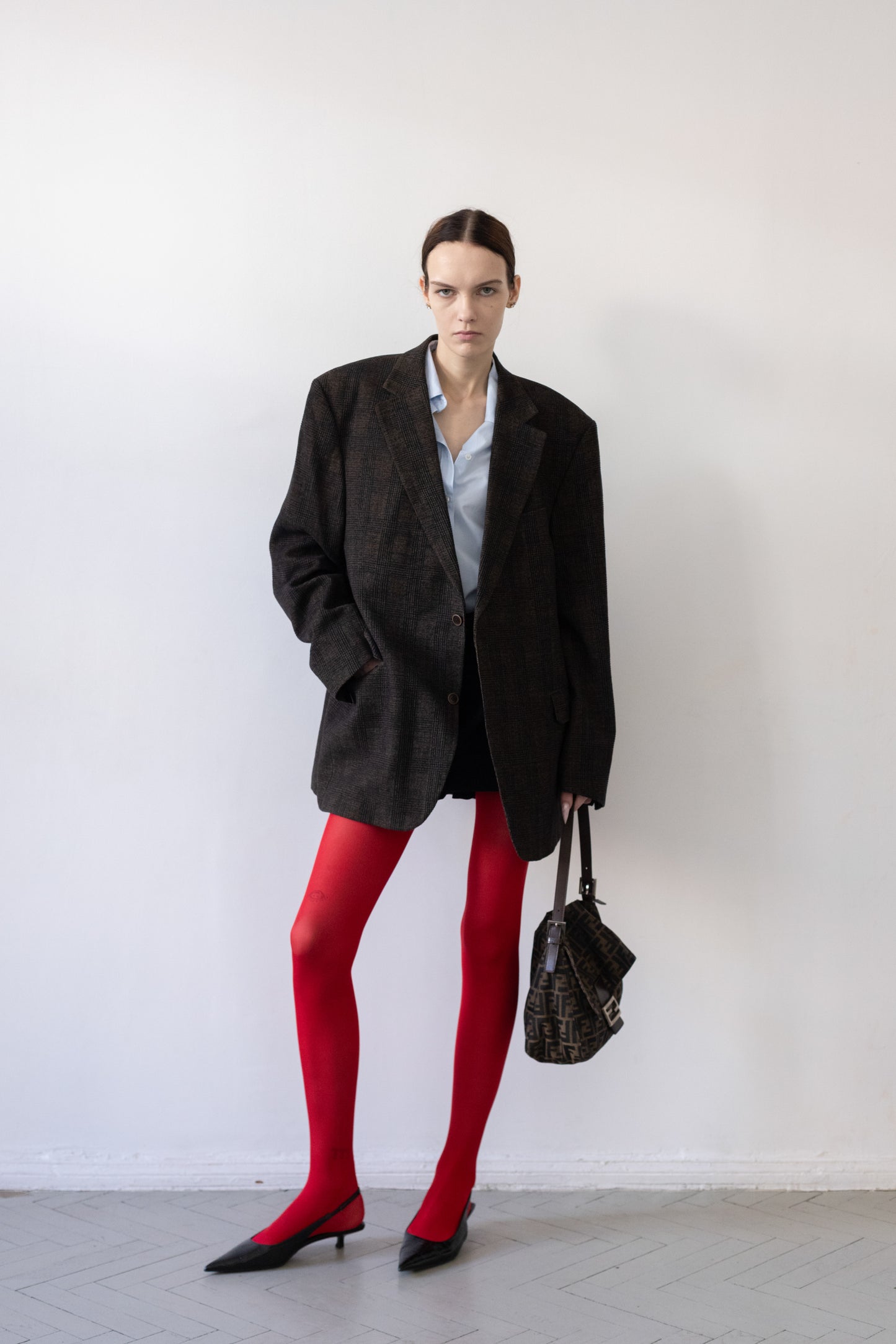 Vintage Brown Plaid Wool Blazer
