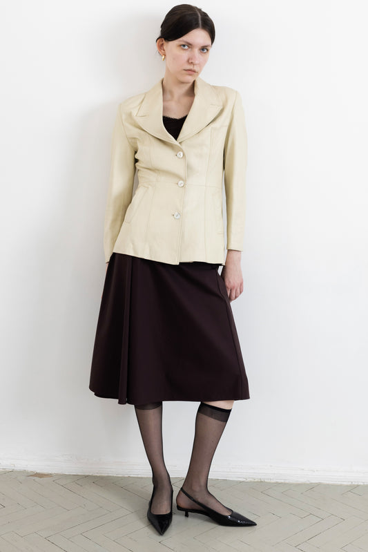Vintage Butter Yellow Leather Jacket