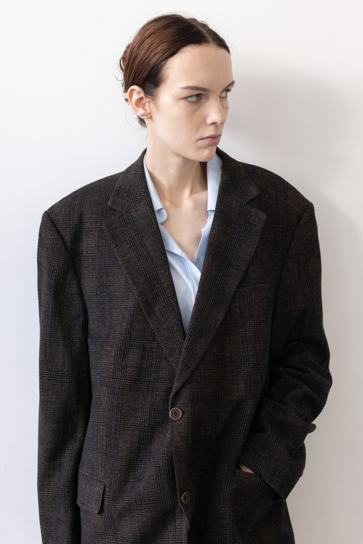 Vintage Brown Plaid Wool Blazer