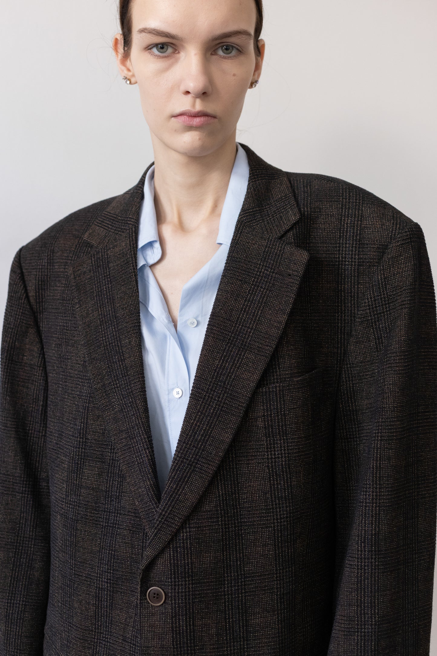 Vintage Brown Plaid Wool Blazer