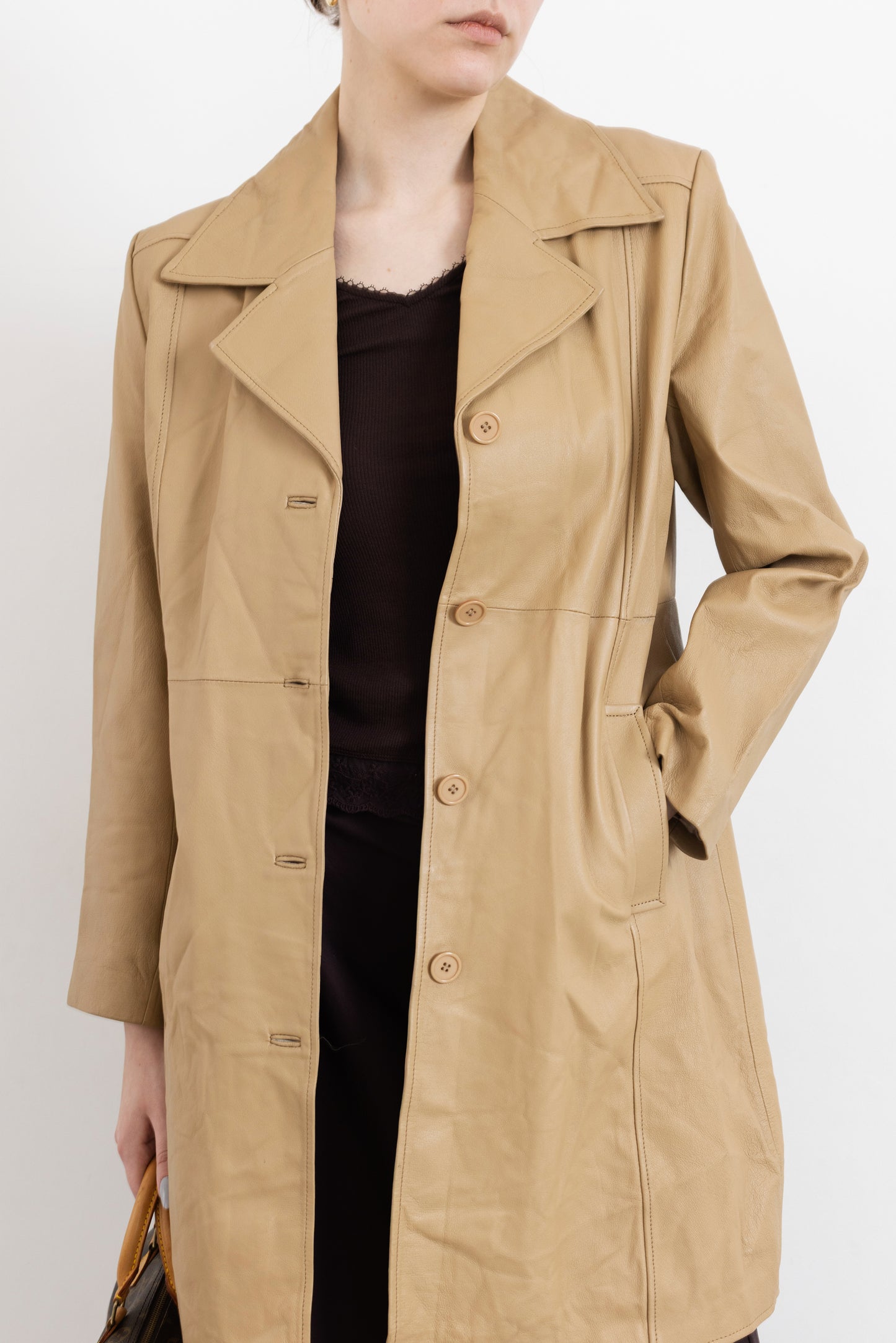 Vintage Beige Leather Jacket