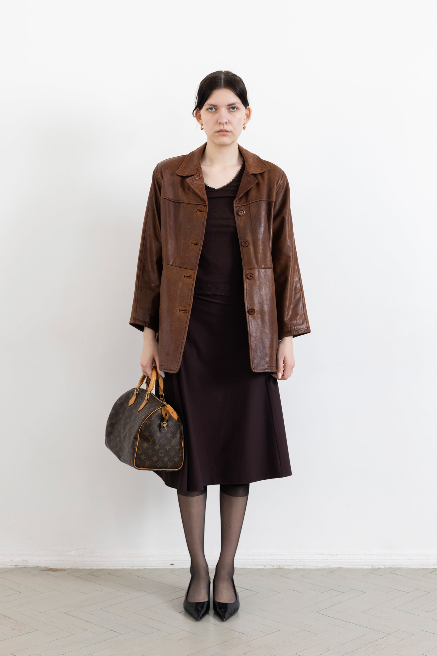 Vintage Brown Aged Leather Jacket
