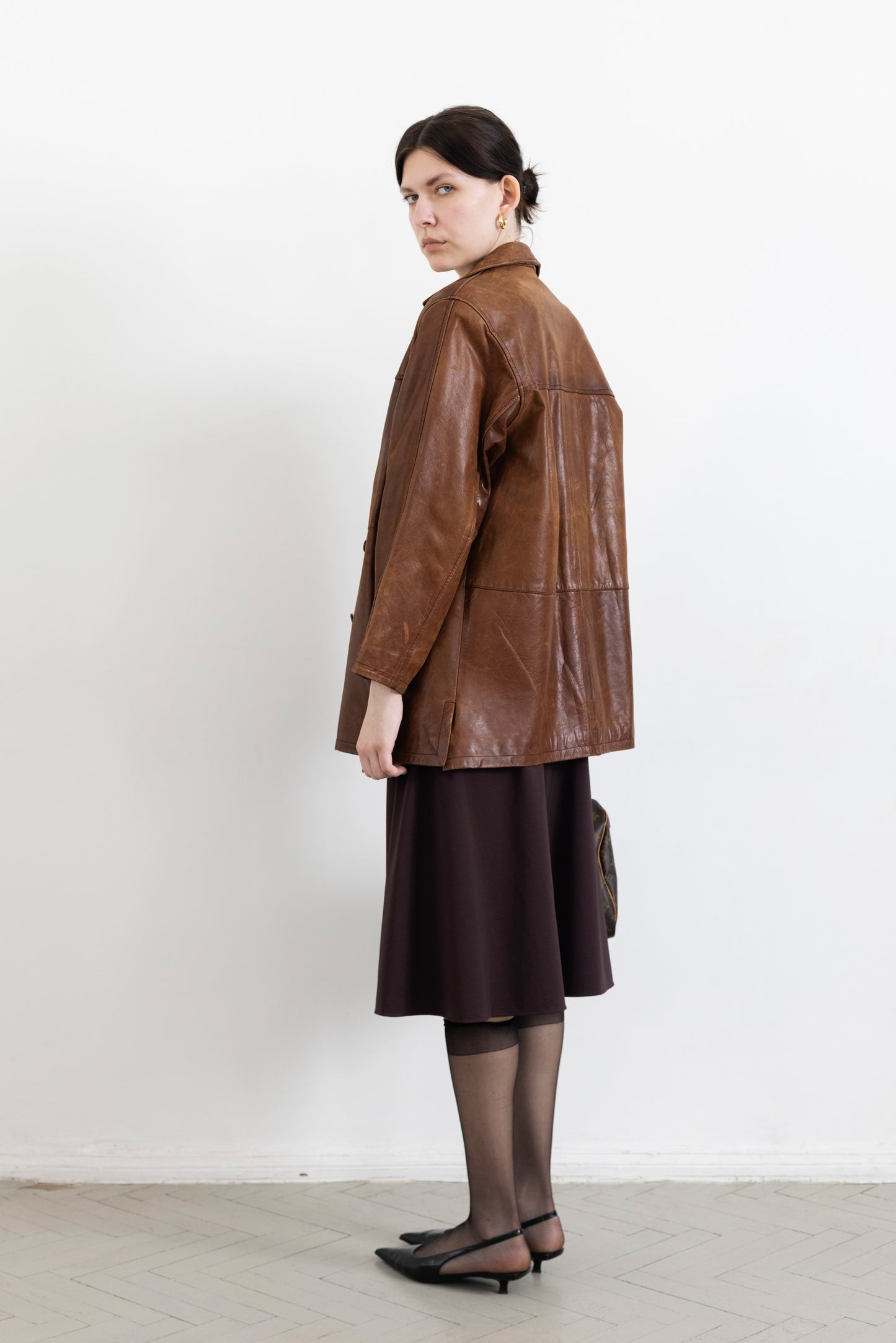 Vintage Brown Aged Leather Jacket