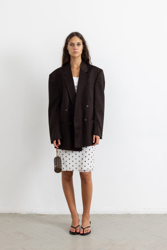 Vintage Brown Striped Wool Blazer