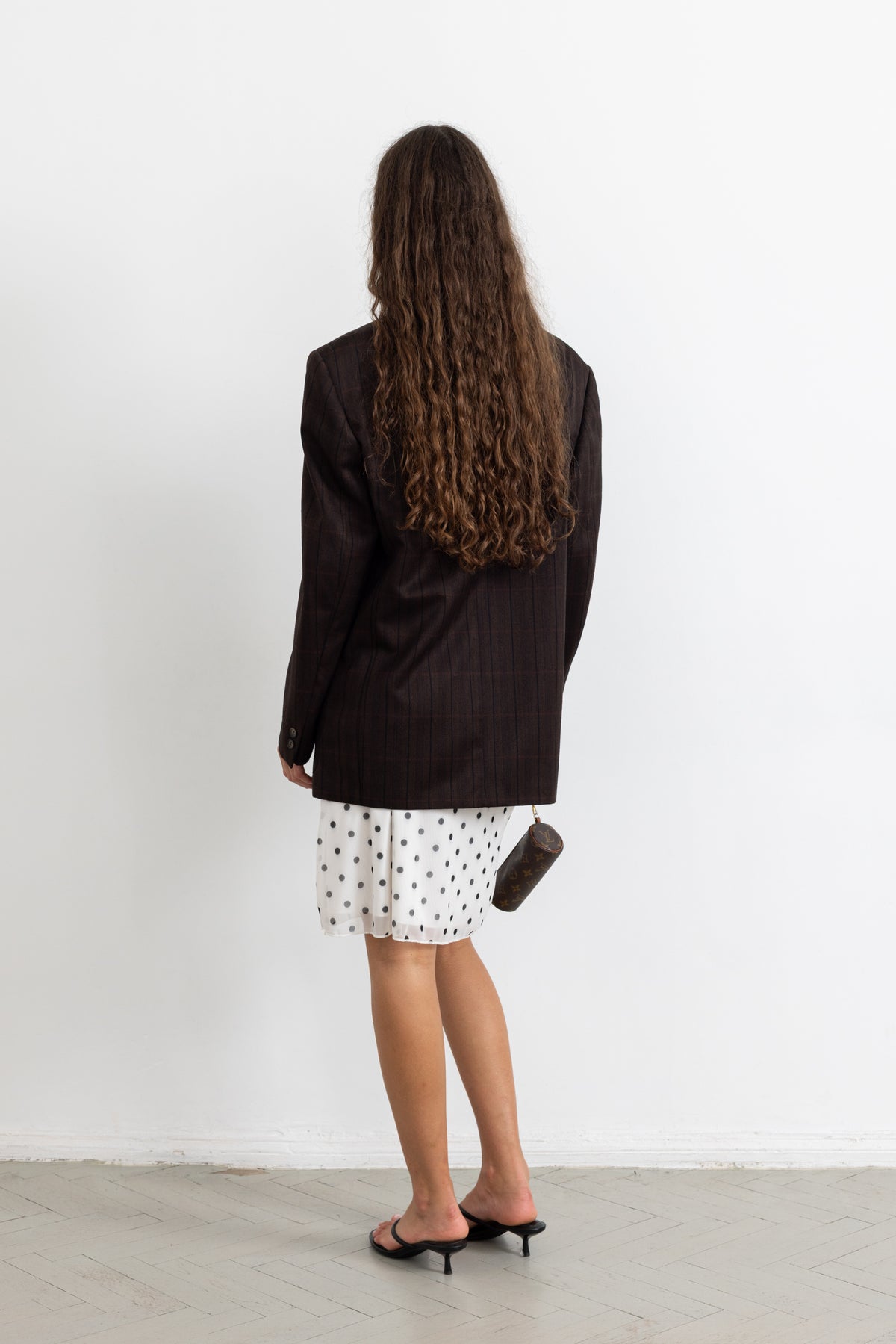 Vintage Brown Striped Wool Blazer