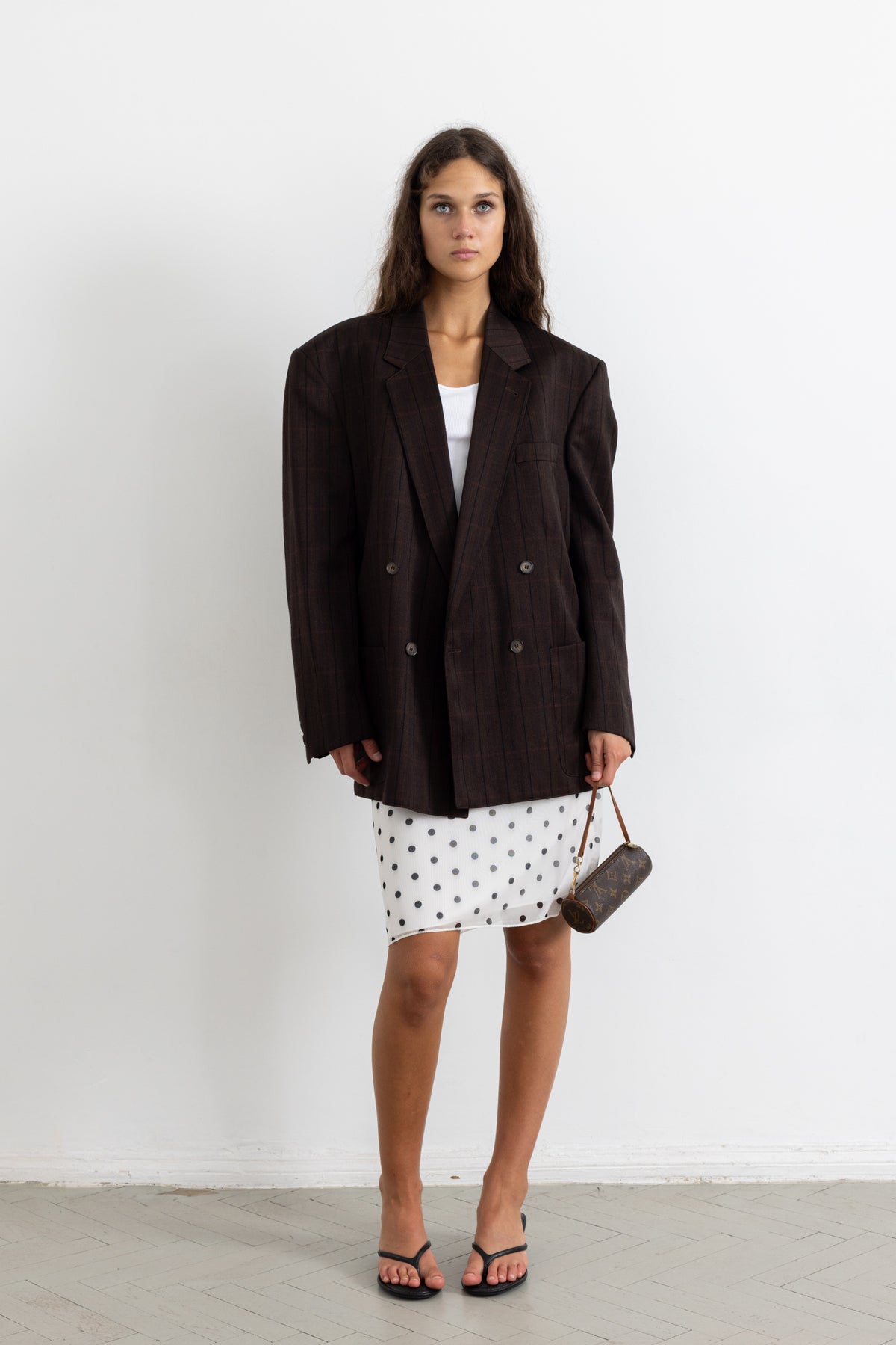 Vintage Brown Striped Wool Blazer